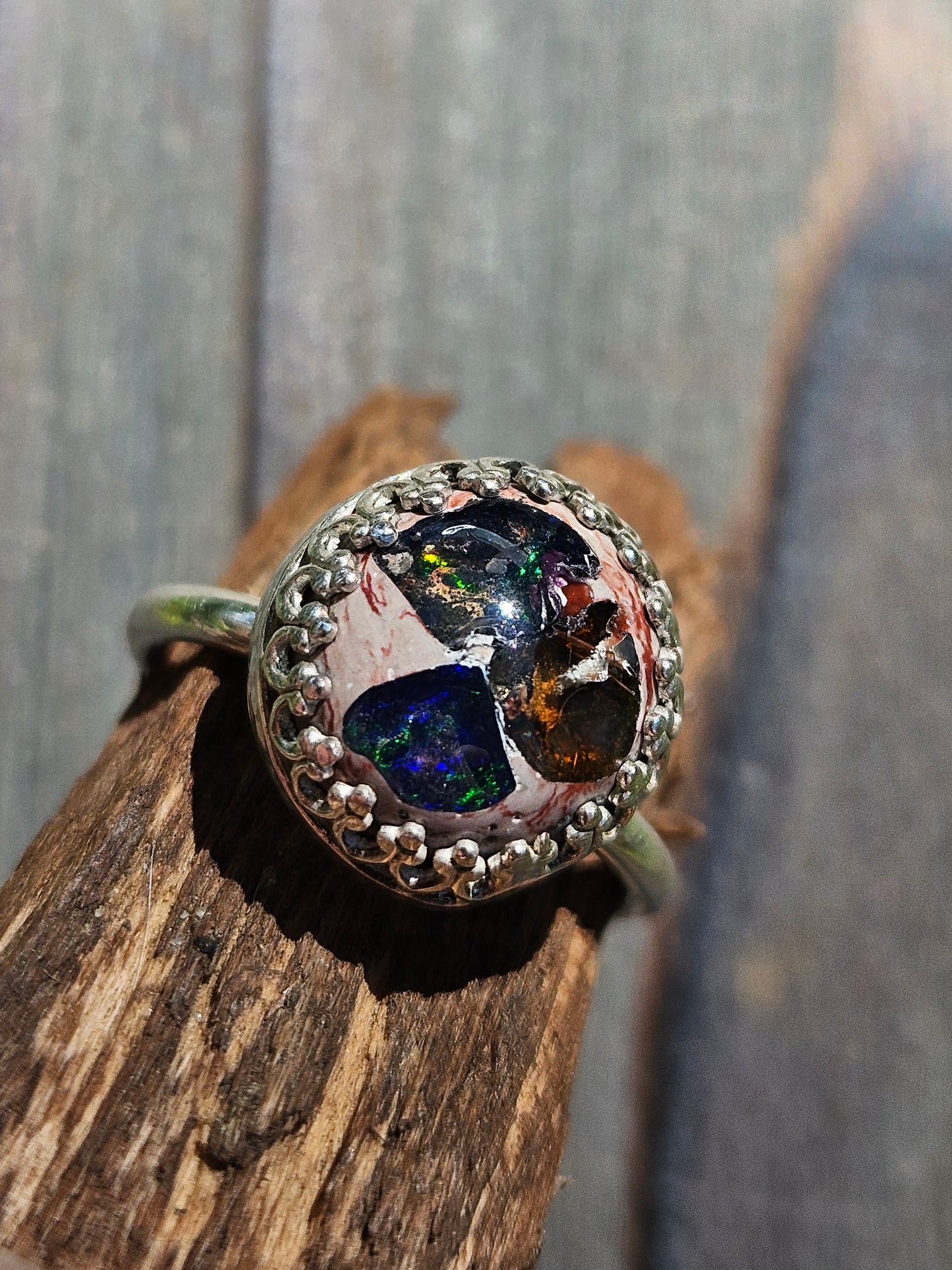 "Candy" Mexican Galaxy Opal Ring, Size 7