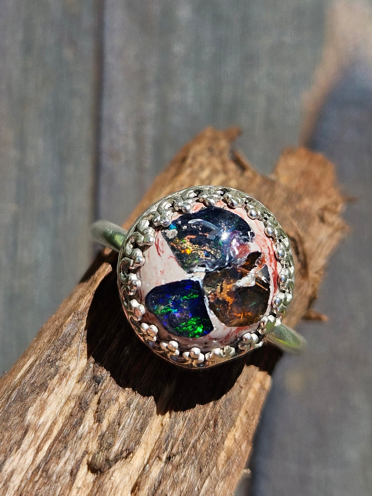 "Candy" Mexican Galaxy Opal Ring, Size 7