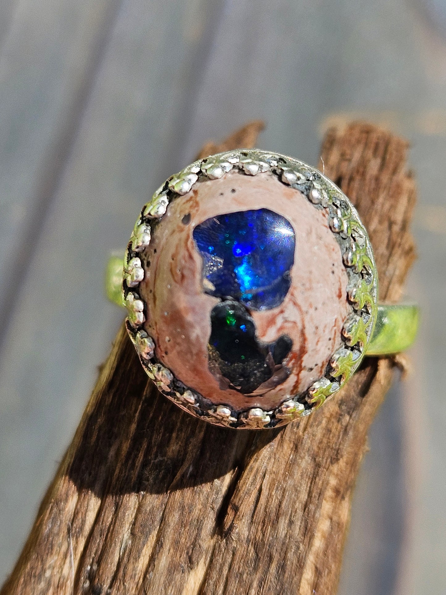 "Double-Trouble" Mexican Opal Ring, Size 7