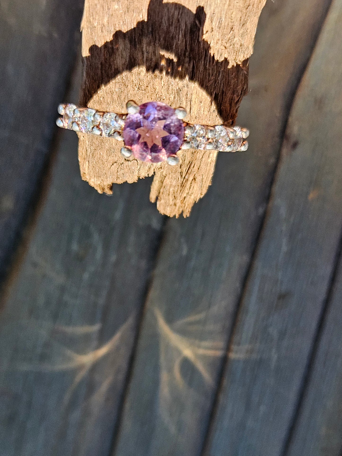 Amethyst, CZ Engagement Ring, 7