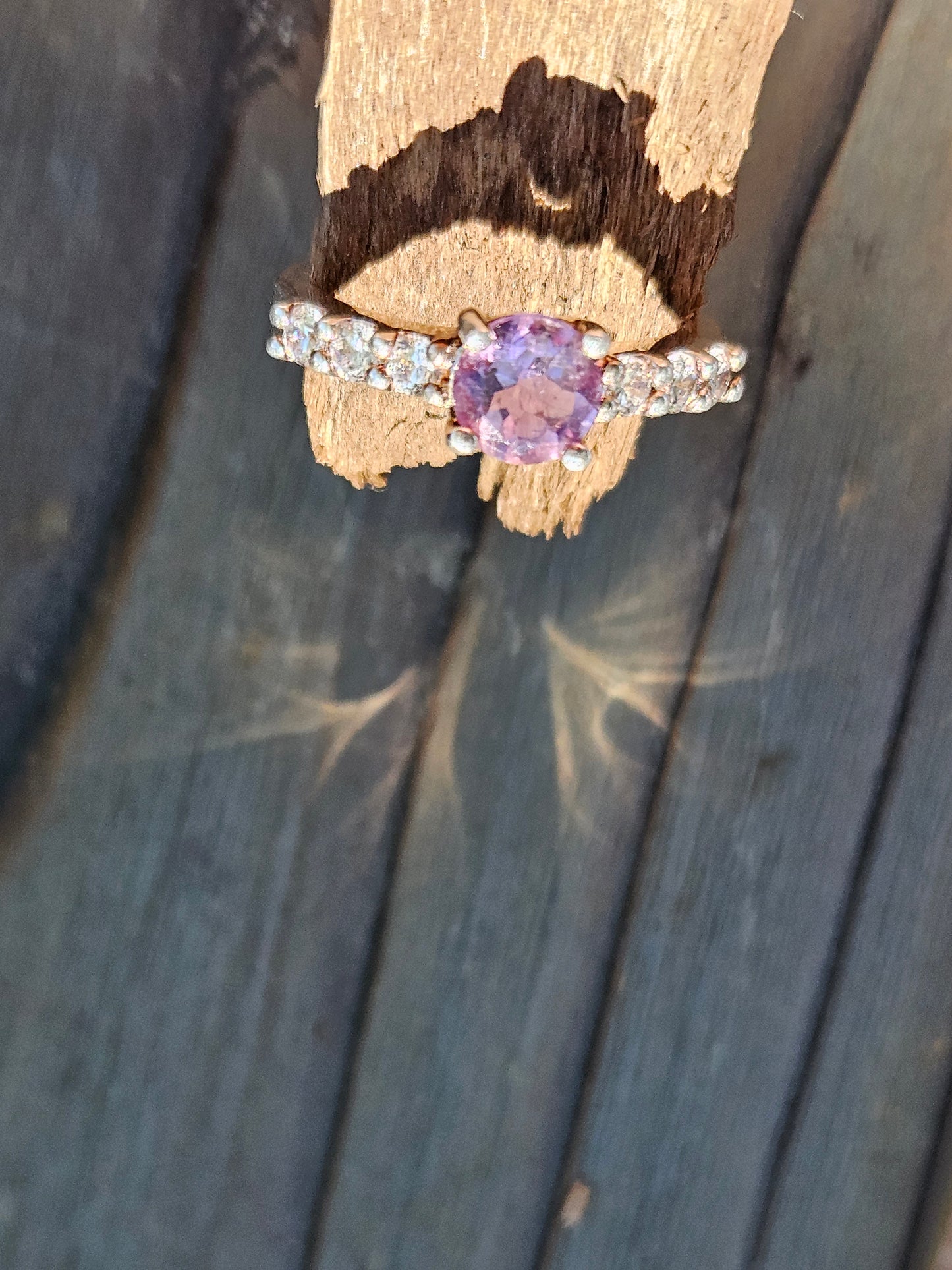 Amethyst, CZ Engagement Ring, 7