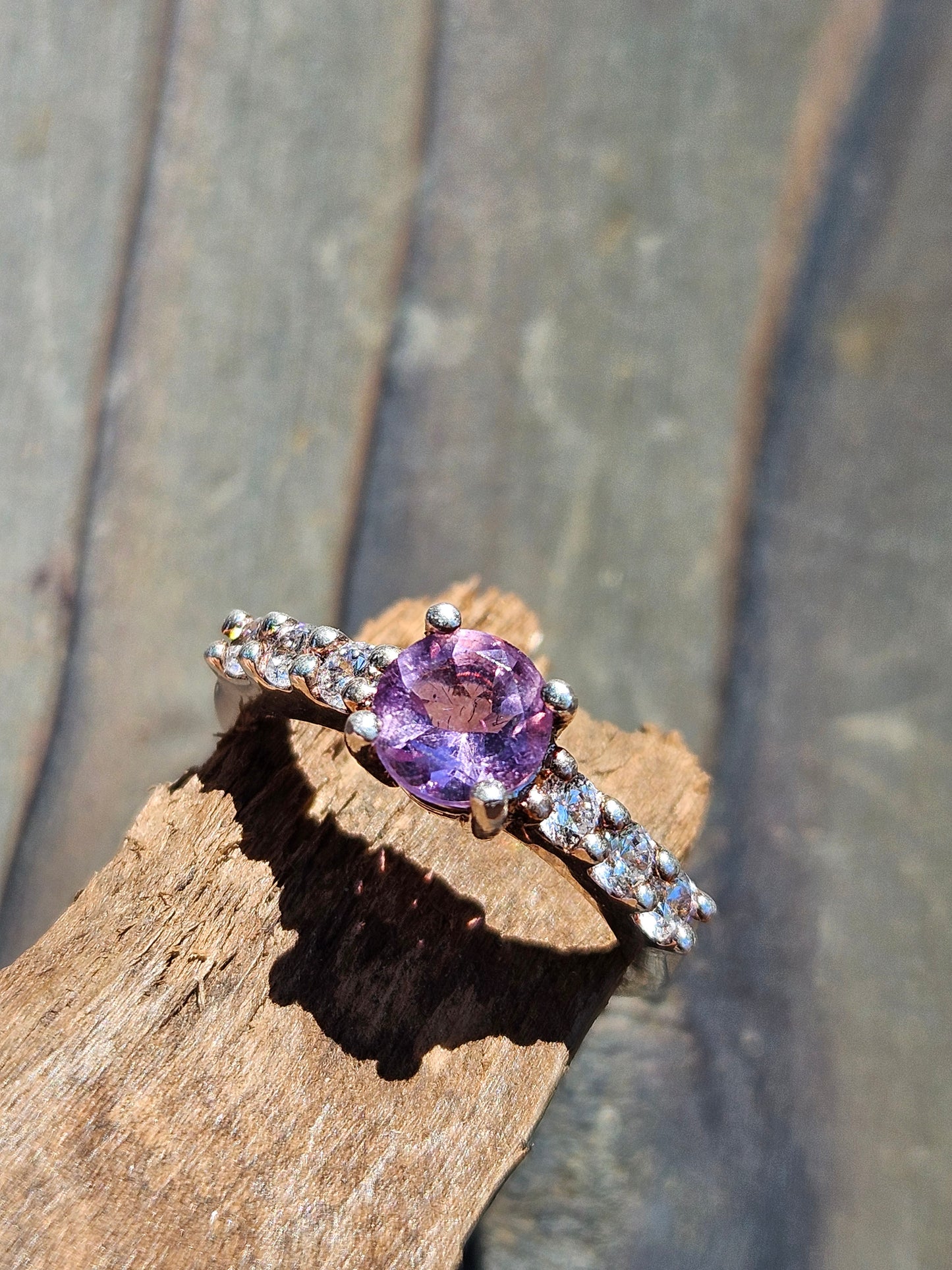 Amethyst, CZ Engagement Ring, 7