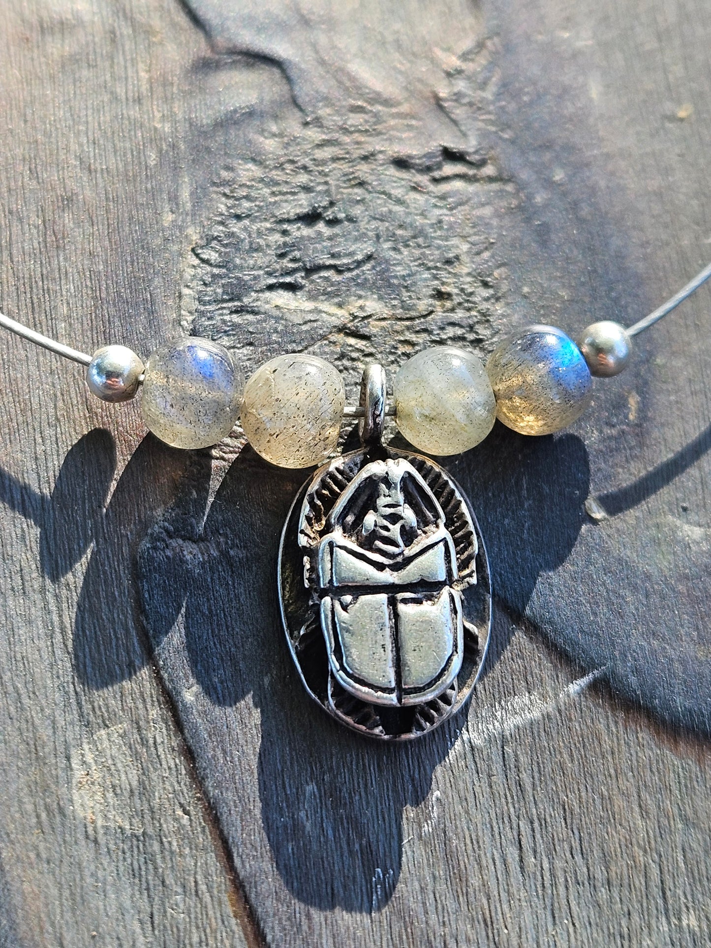 Labradorite Scarab Necklace