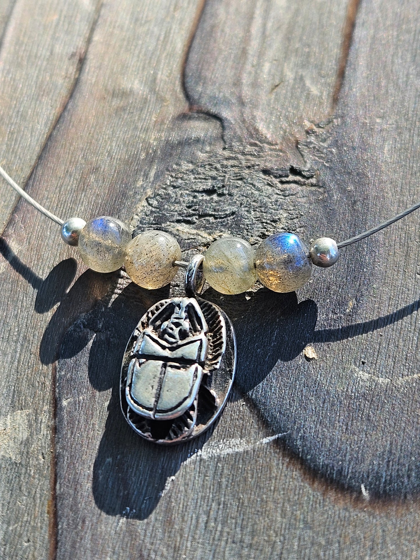 Labradorite Scarab Necklace