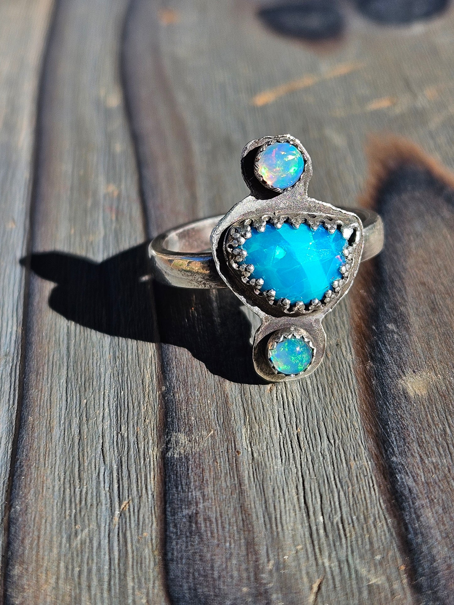 "Dreams" Blue Paraiba and Ethiopian Opal Ring, Size 9