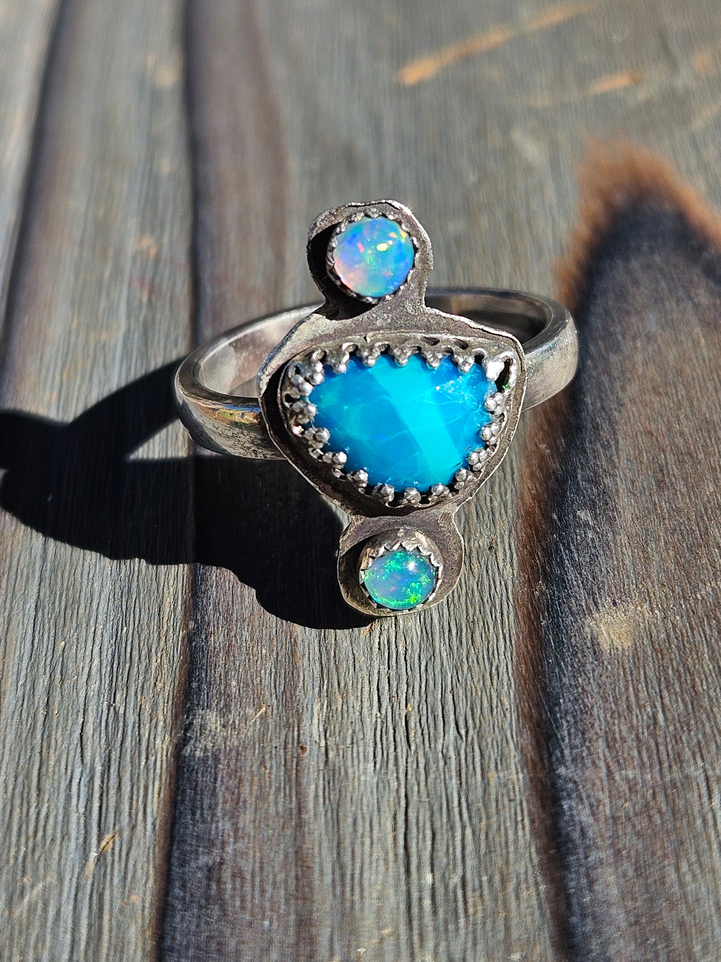 "Dreams" Blue Paraiba and Ethiopian Opal Ring, Size 9