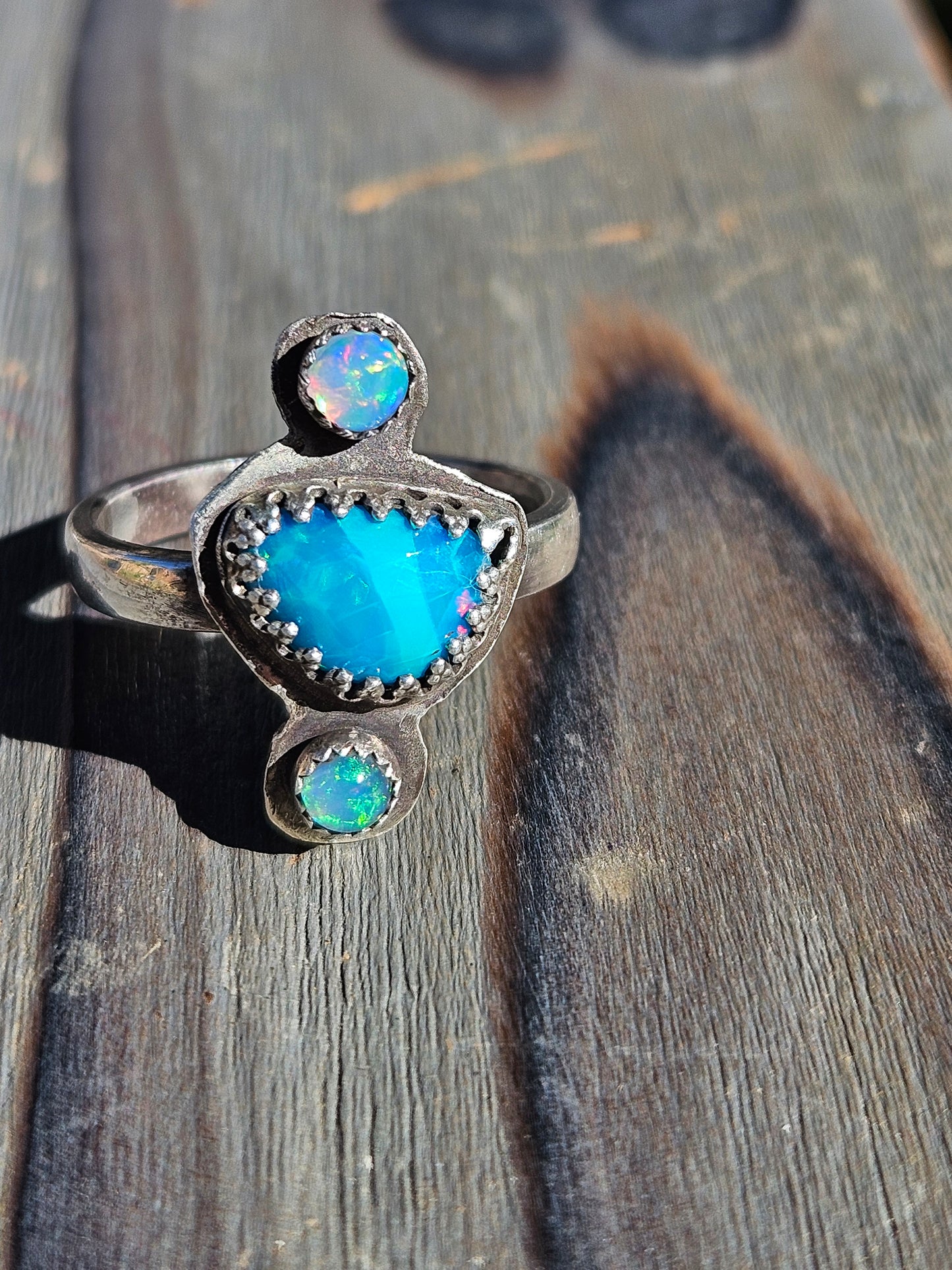 "Dreams" Blue Paraiba and Ethiopian Opal Ring, Size 9