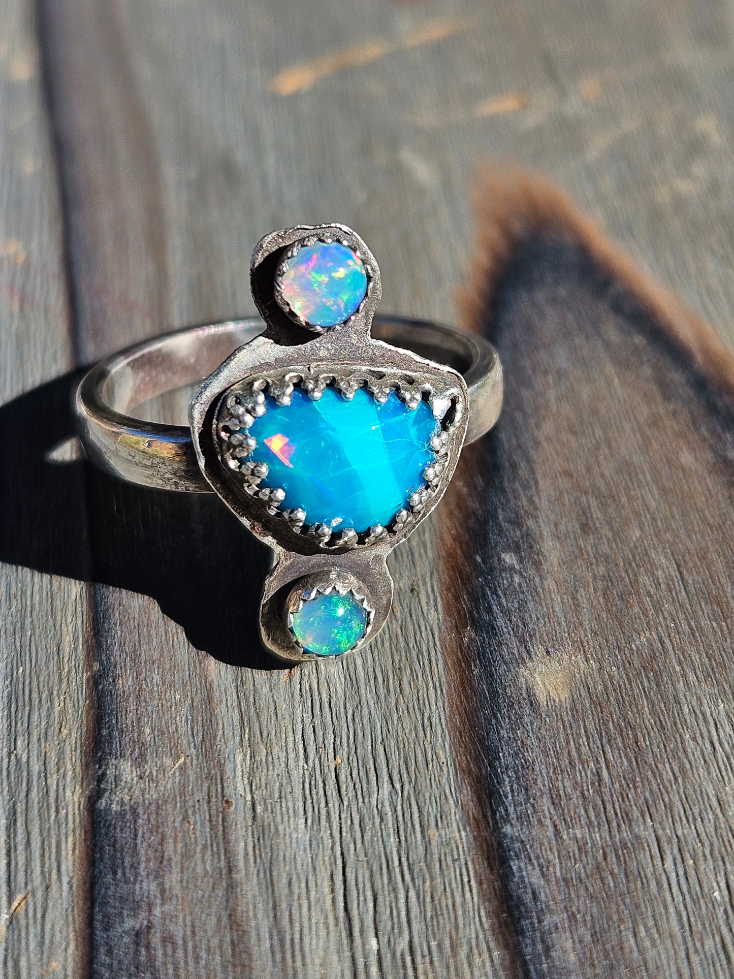 "Dreams" Blue Paraiba and Ethiopian Opal Ring, Size 9