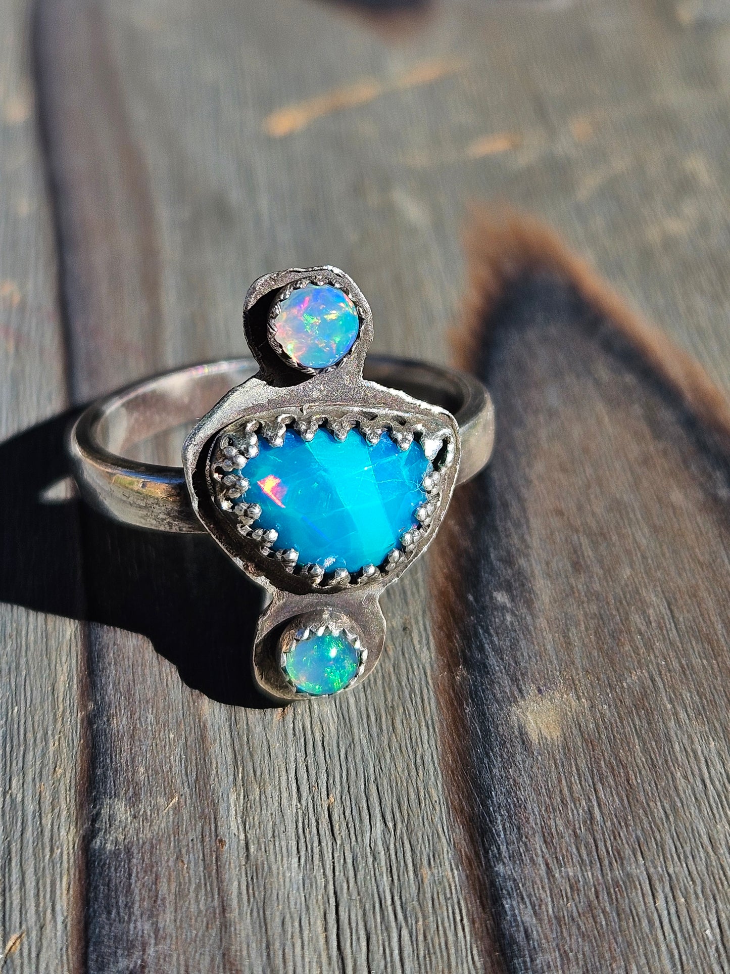 "Dreams" Blue Paraiba and Ethiopian Opal Ring, Size 9