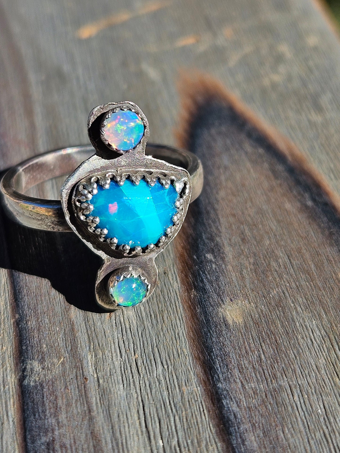 "Dreams" Blue Paraiba and Ethiopian Opal Ring, Size 9