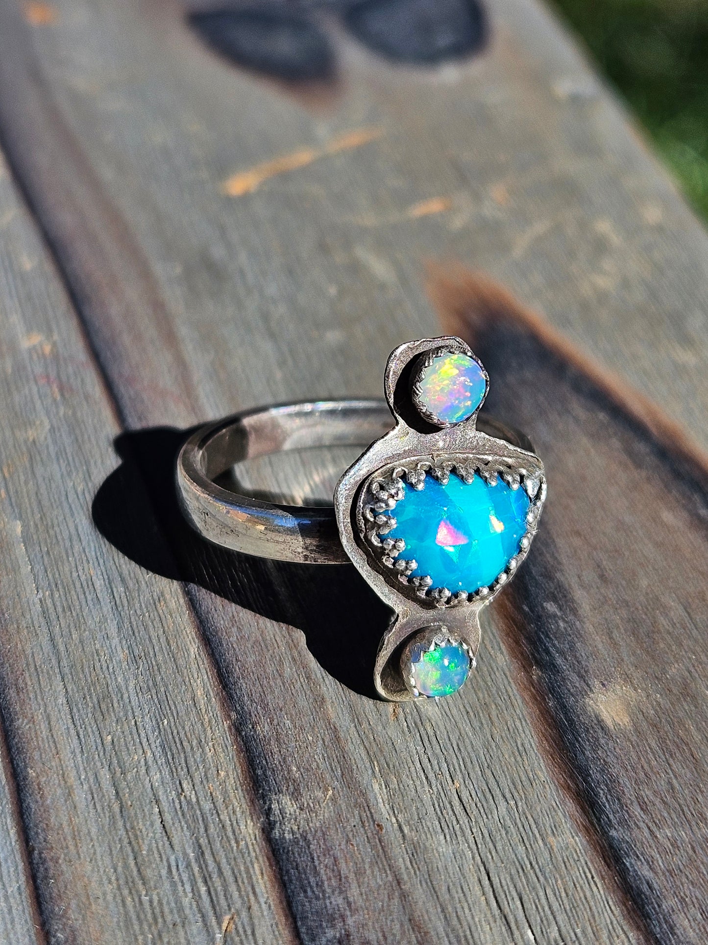 "Dreams" Blue Paraiba and Ethiopian Opal Ring, Size 9