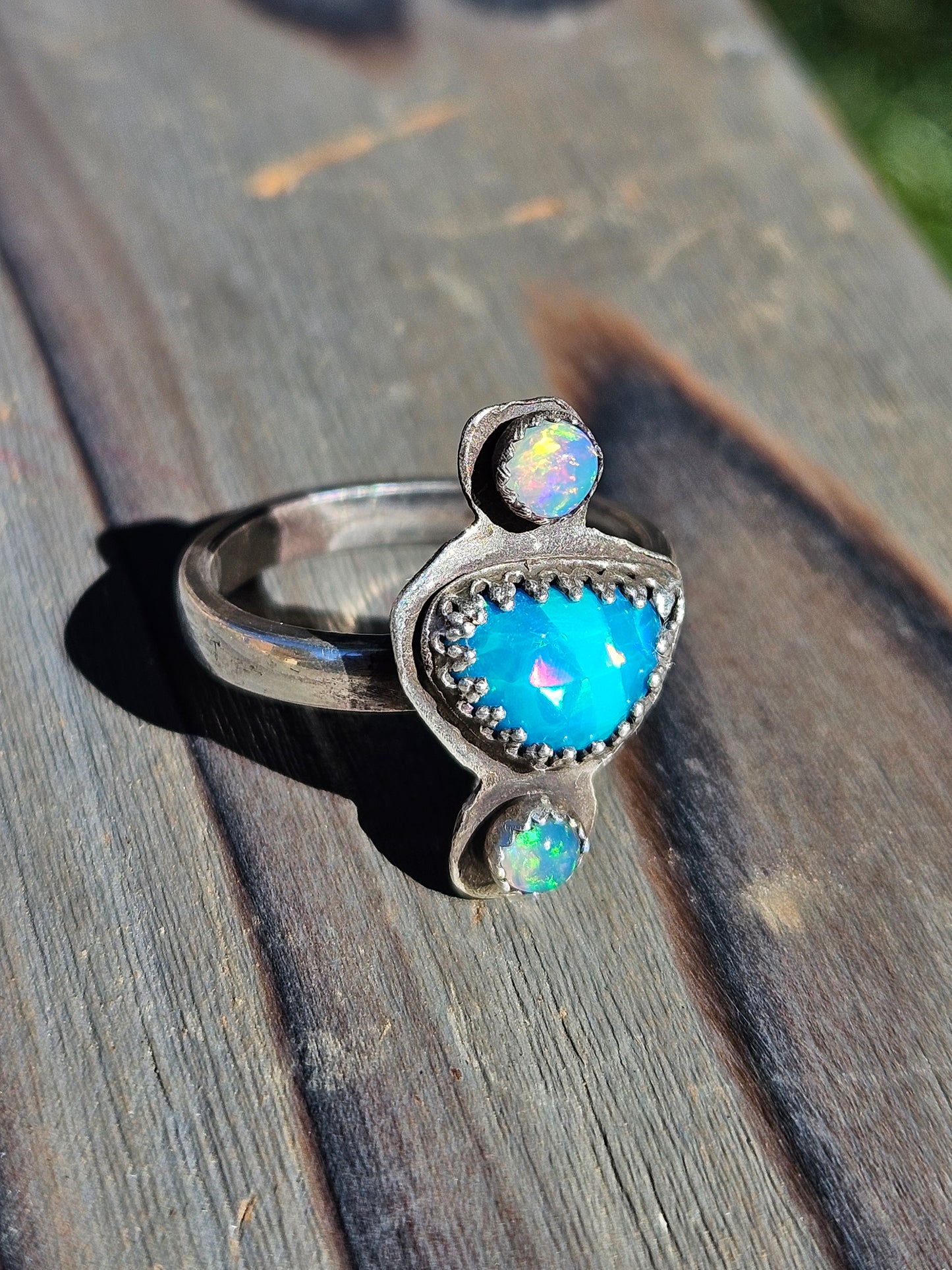 "Dreams" Blue Paraiba and Ethiopian Opal Ring, Size 9
