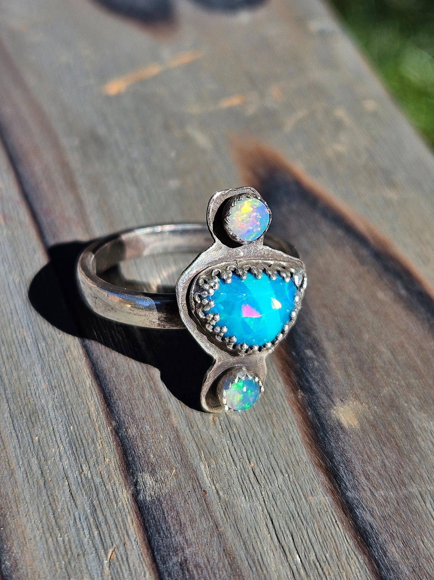 "Dreams" Blue Paraiba and Ethiopian Opal Ring, Size 9
