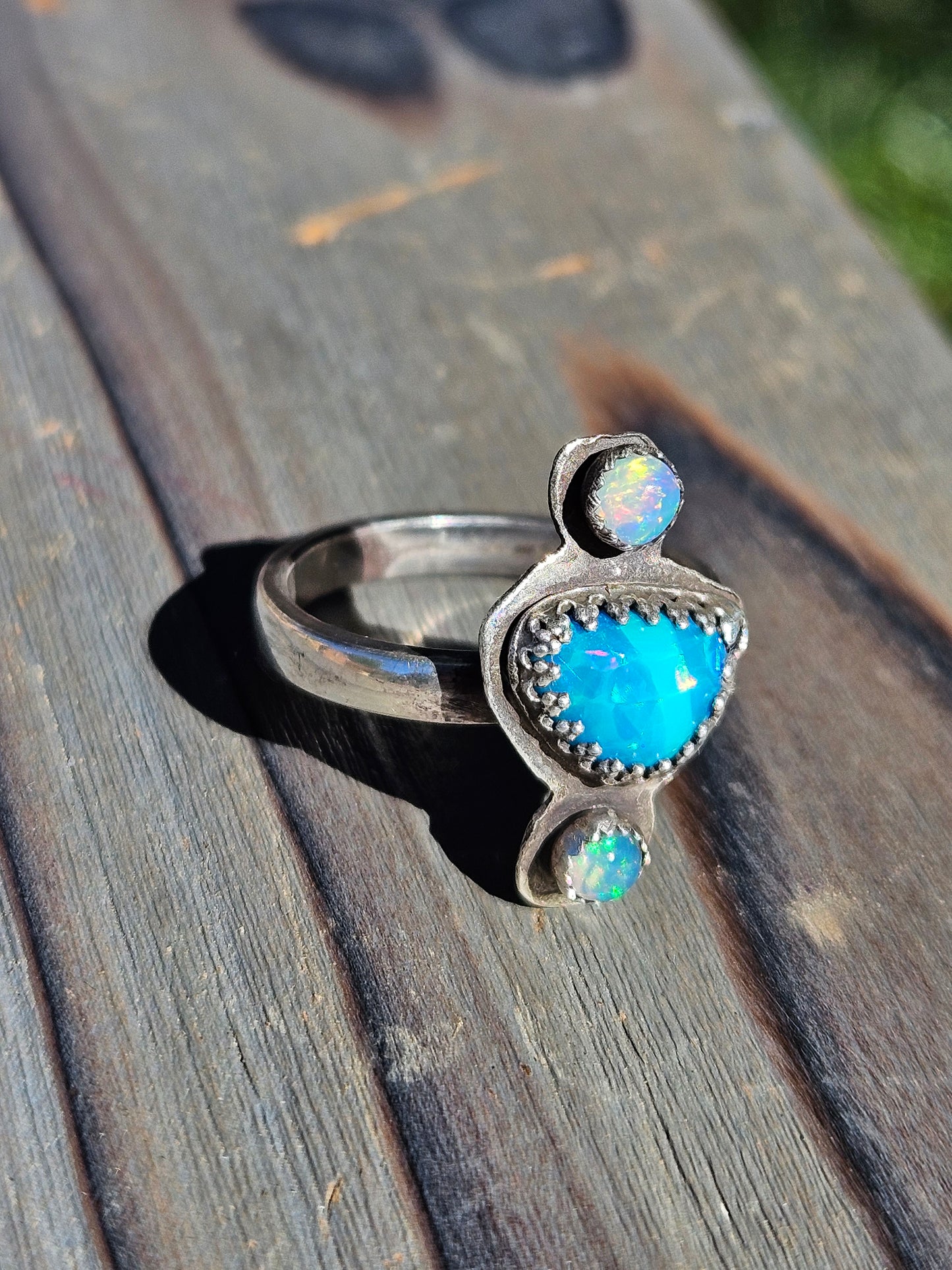 "Dreams" Blue Paraiba and Ethiopian Opal Ring, Size 9