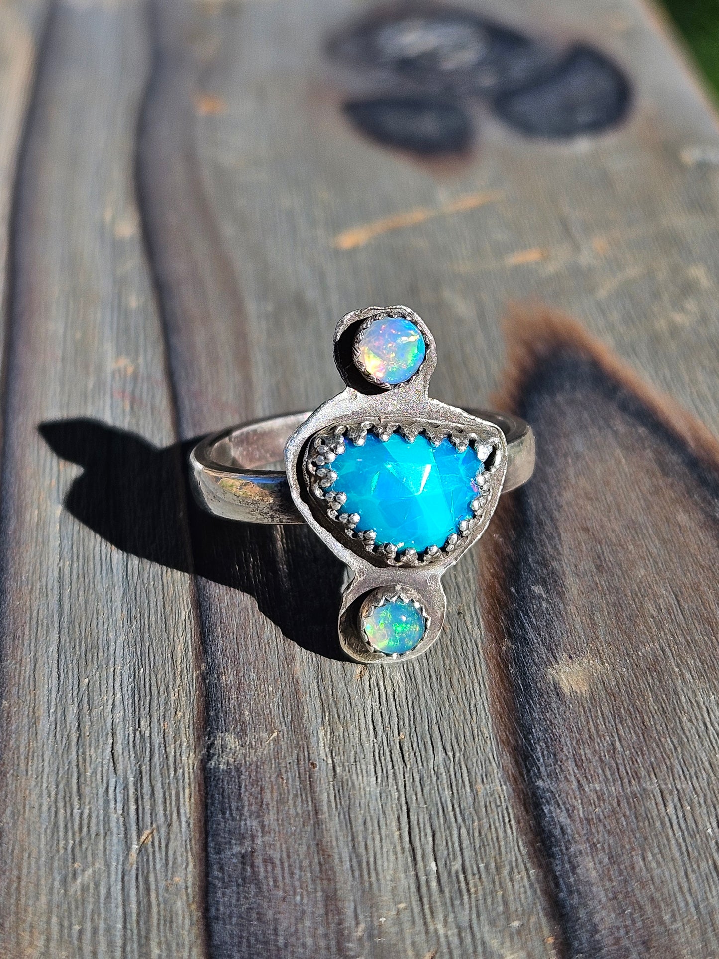 "Dreams" Blue Paraiba and Ethiopian Opal Ring, Size 9