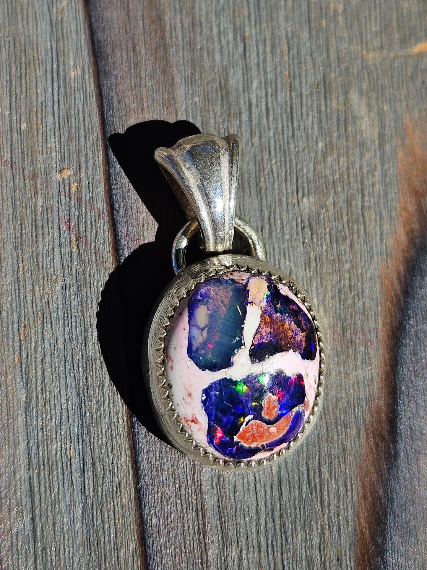 "Tri-fecta" Mexican Galaxy Opal Pendant