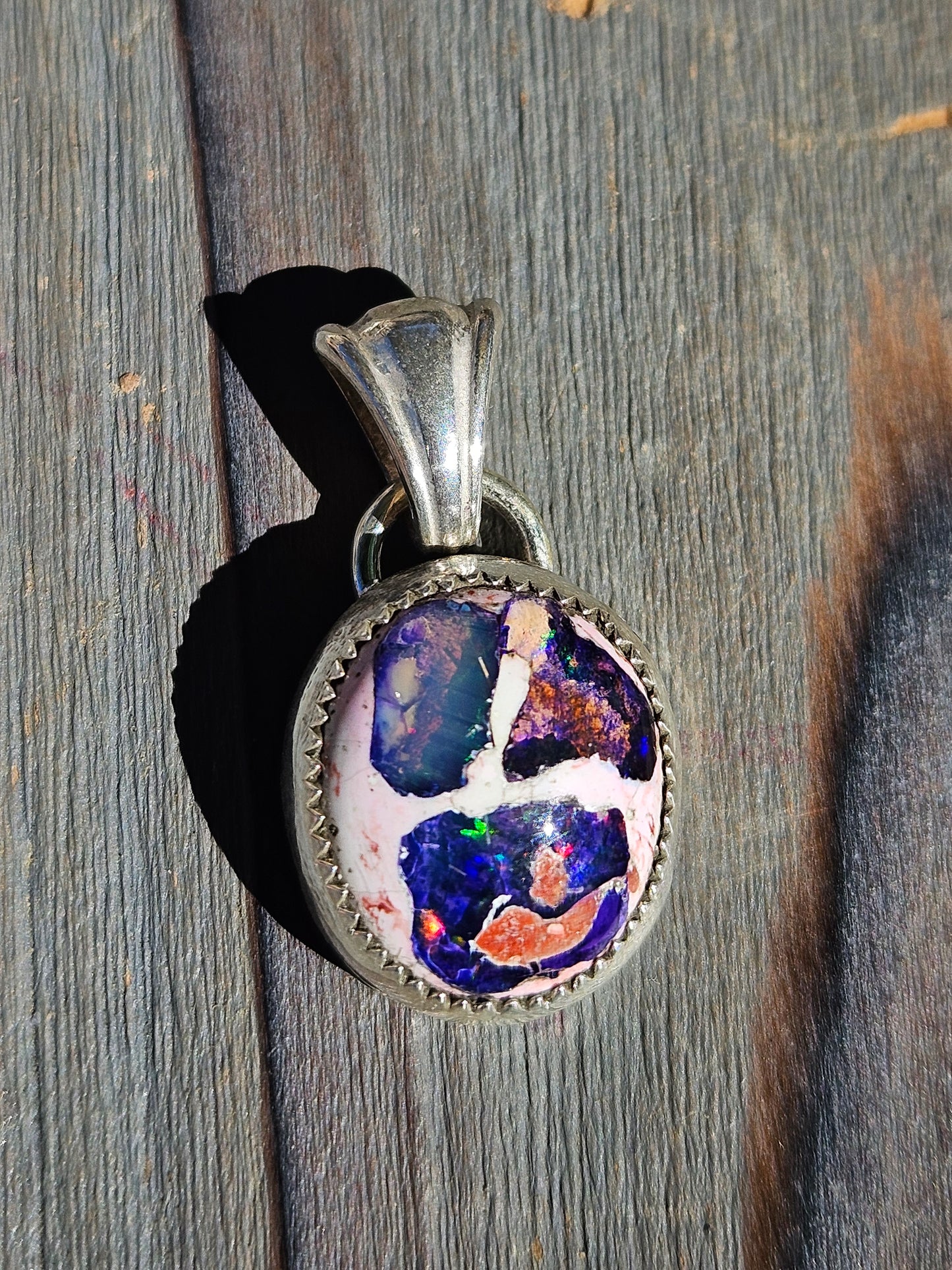 "Tri-fecta" Mexican Galaxy Opal Pendant