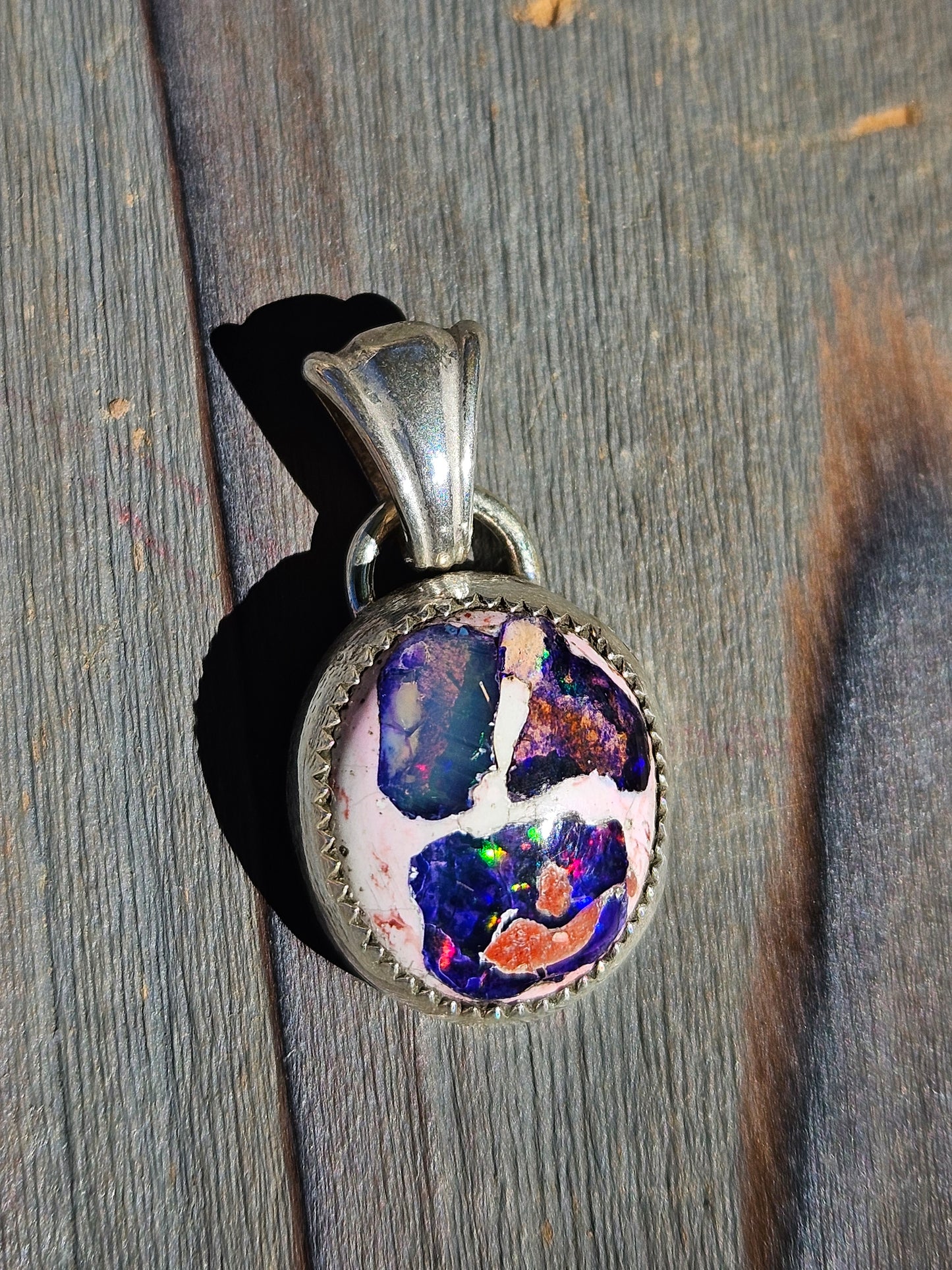 "Tri-fecta" Mexican Galaxy Opal Pendant
