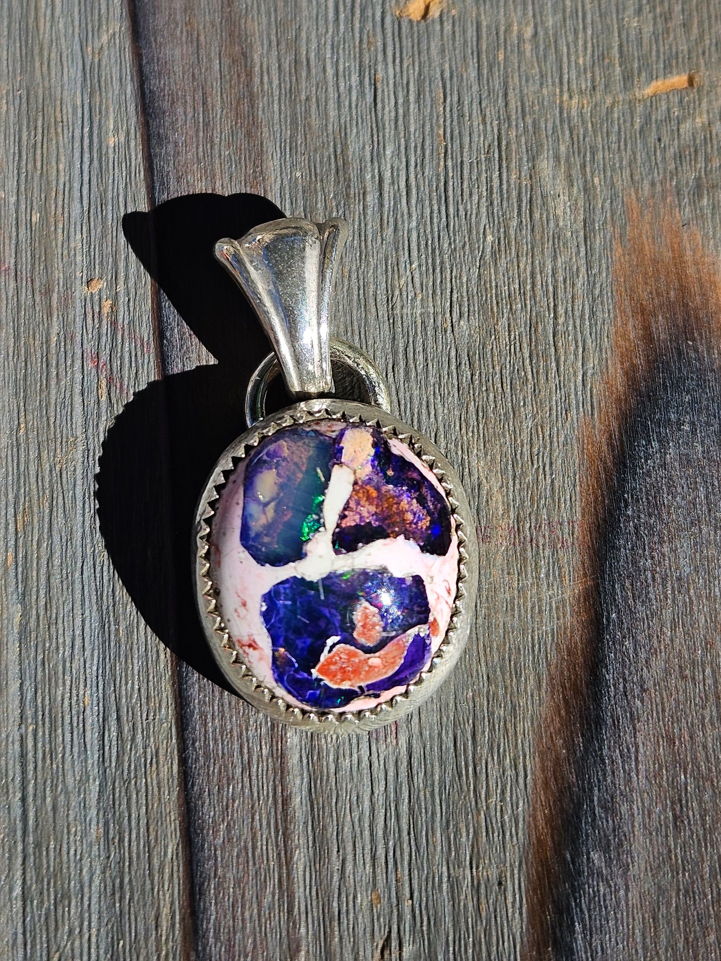 "Tri-fecta" Mexican Galaxy Opal Pendant