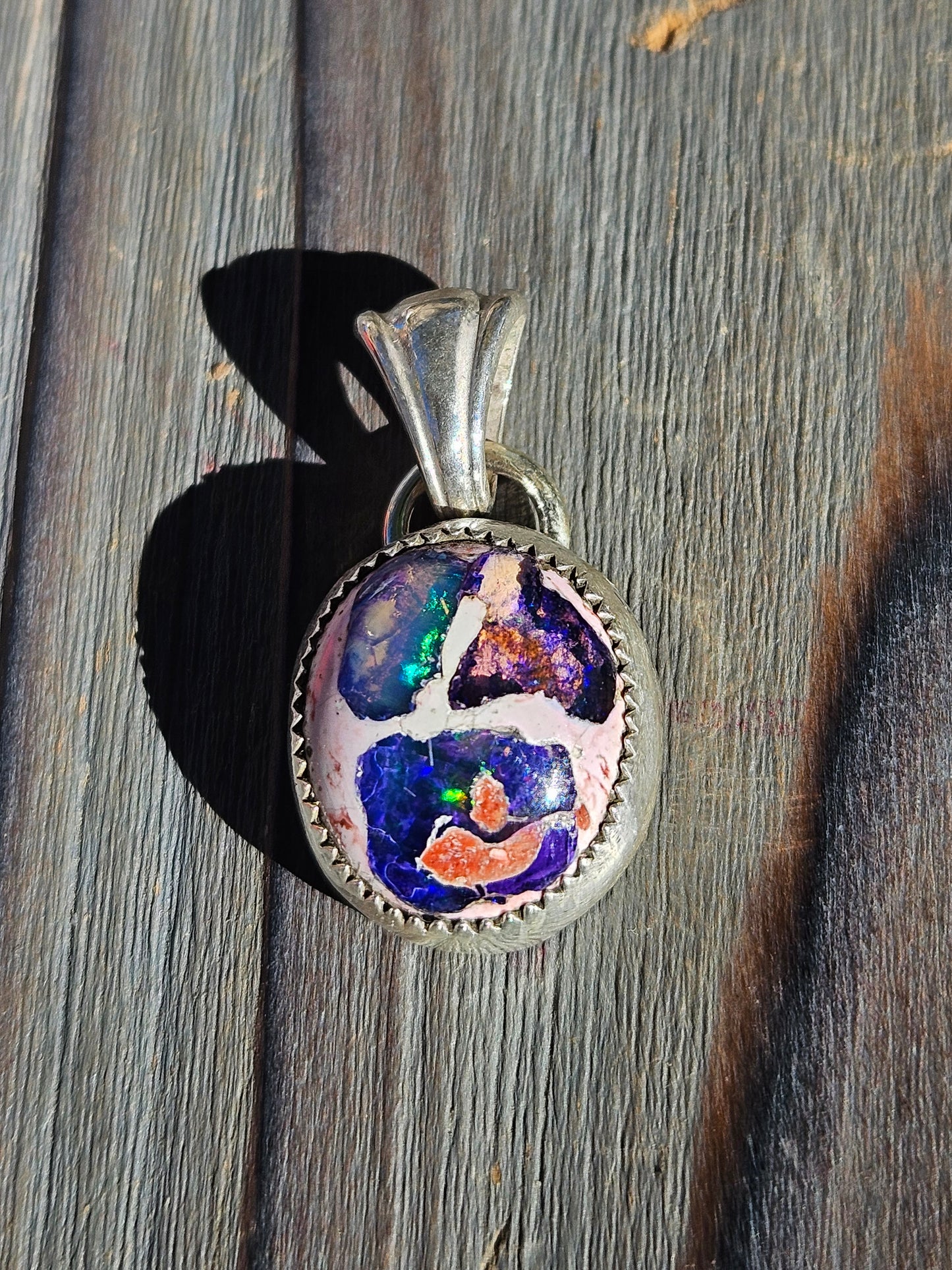 "Tri-fecta" Mexican Galaxy Opal Pendant
