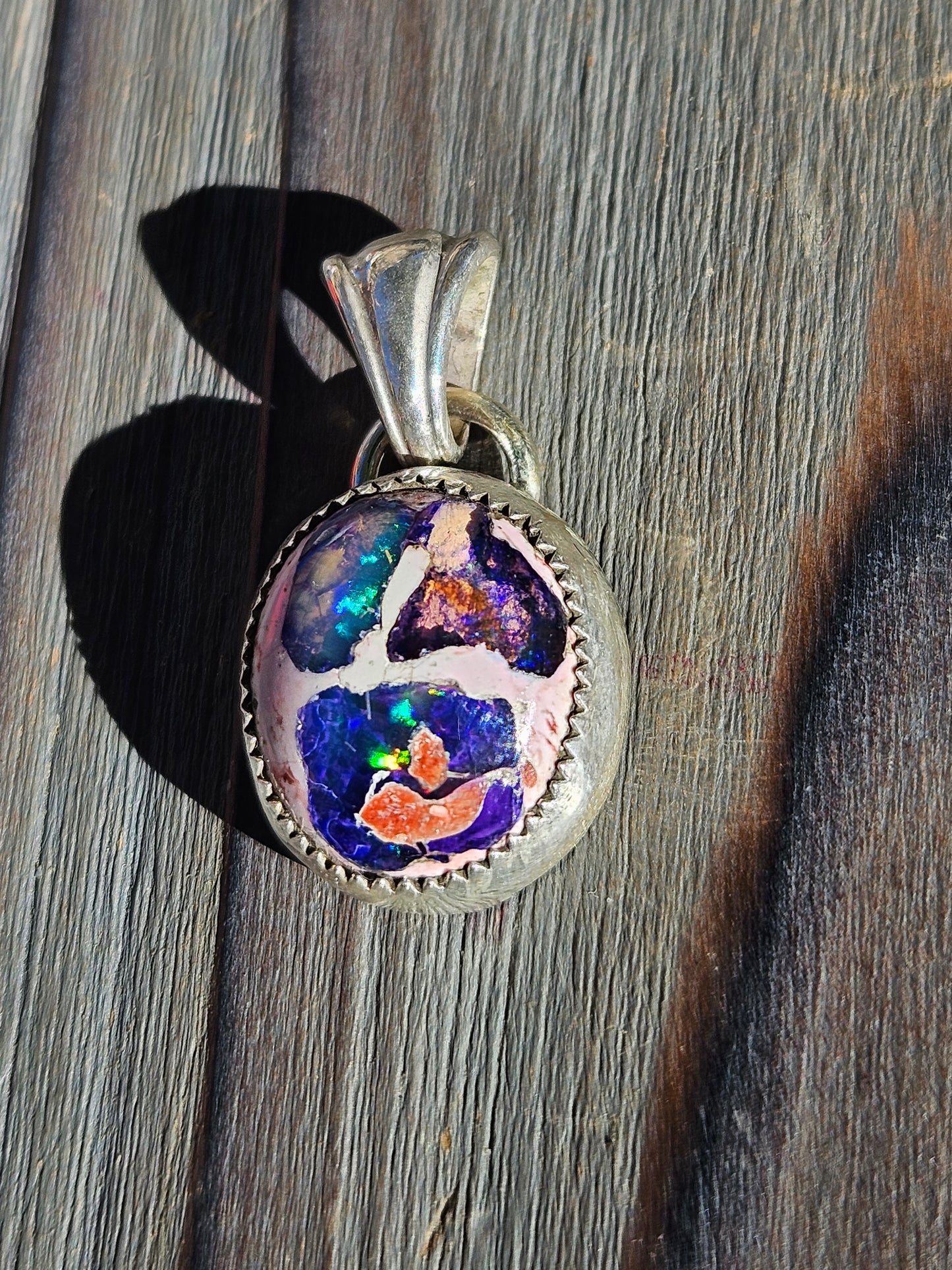 "Tri-fecta" Mexican Galaxy Opal Pendant