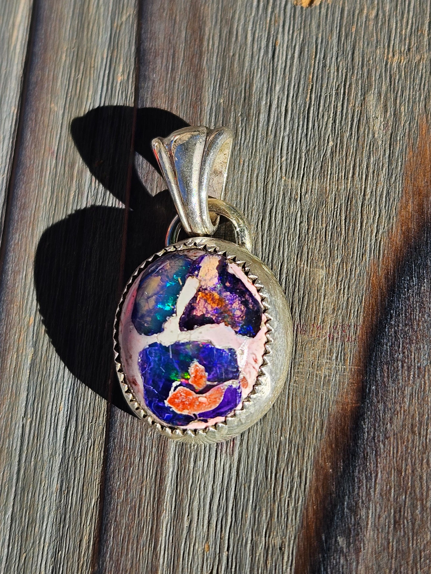 "Tri-fecta" Mexican Galaxy Opal Pendant