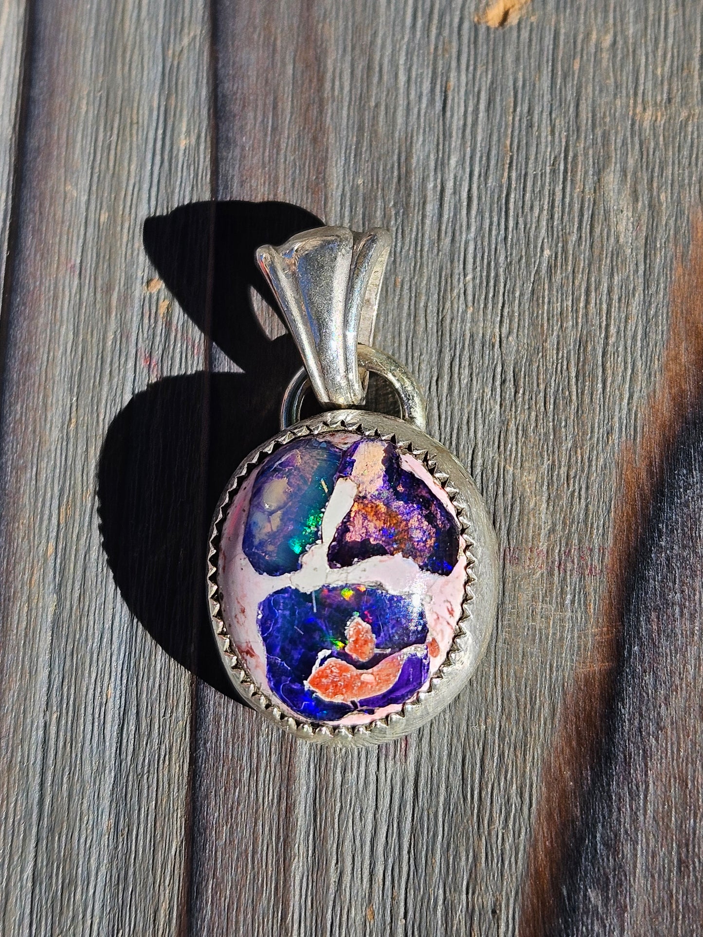 "Tri-fecta" Mexican Galaxy Opal Pendant