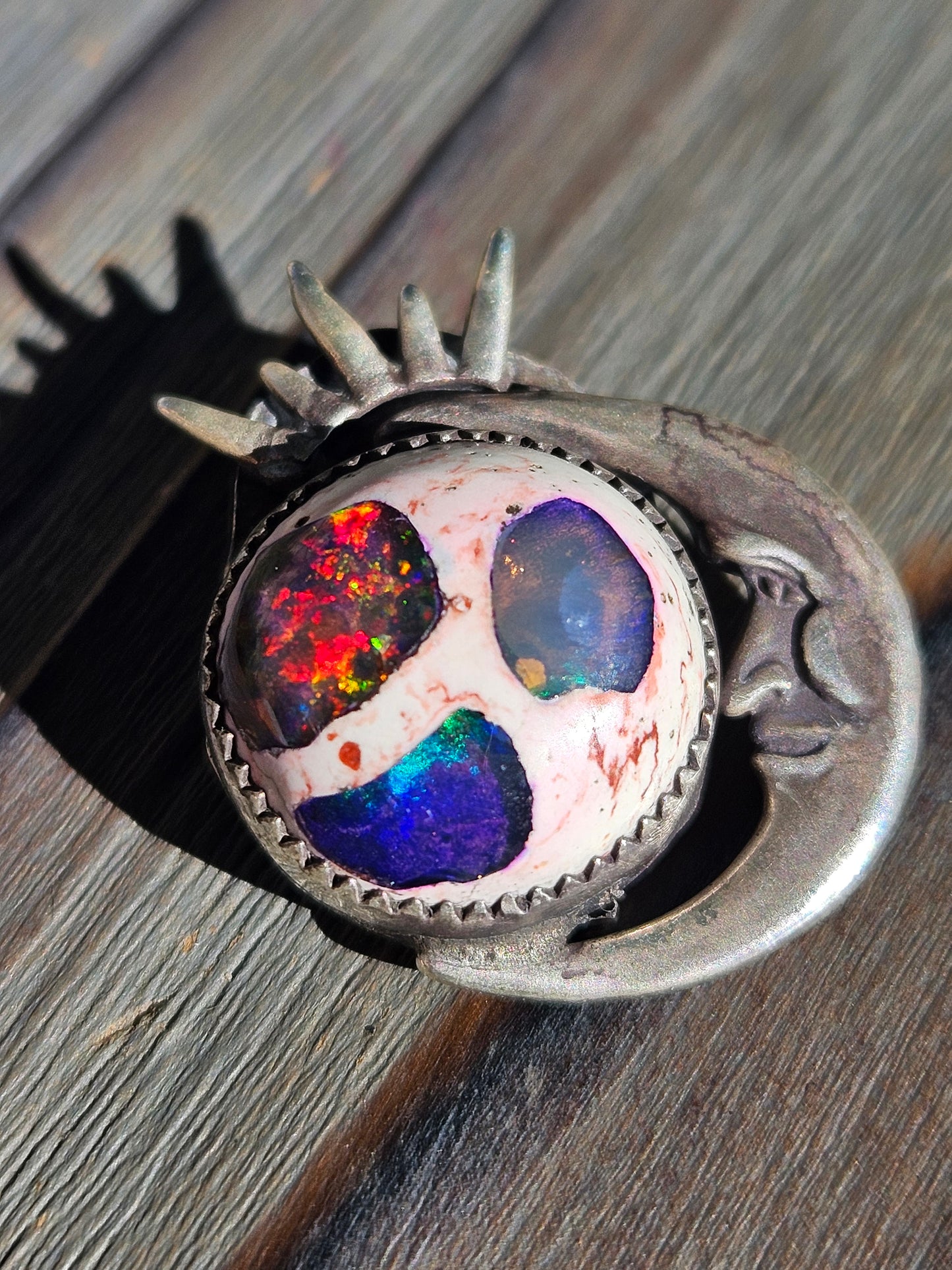 "Celeste" Sun and Moon Mexican Galaxy Opal Pendant