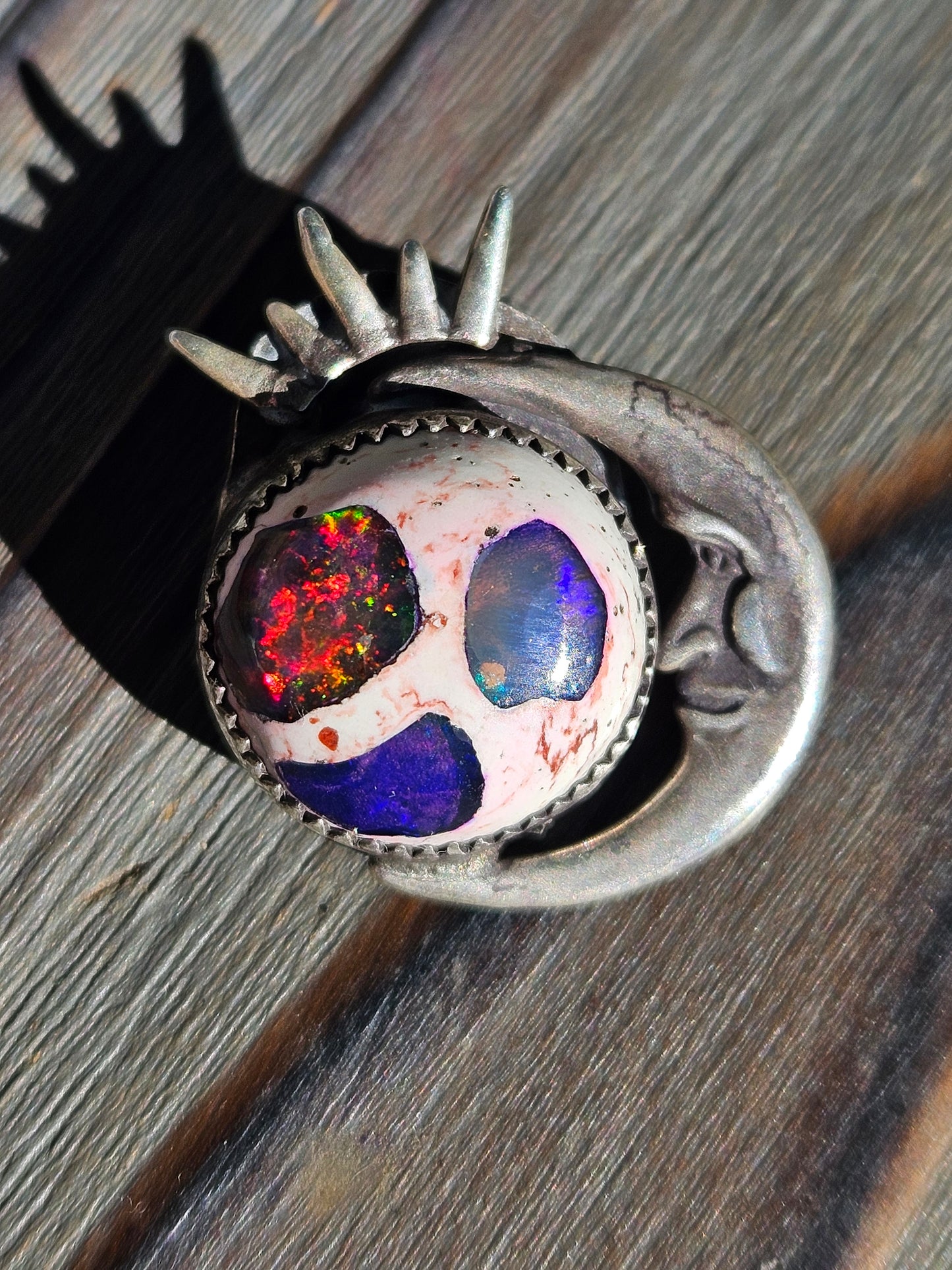 "Celeste" Sun and Moon Mexican Galaxy Opal Pendant