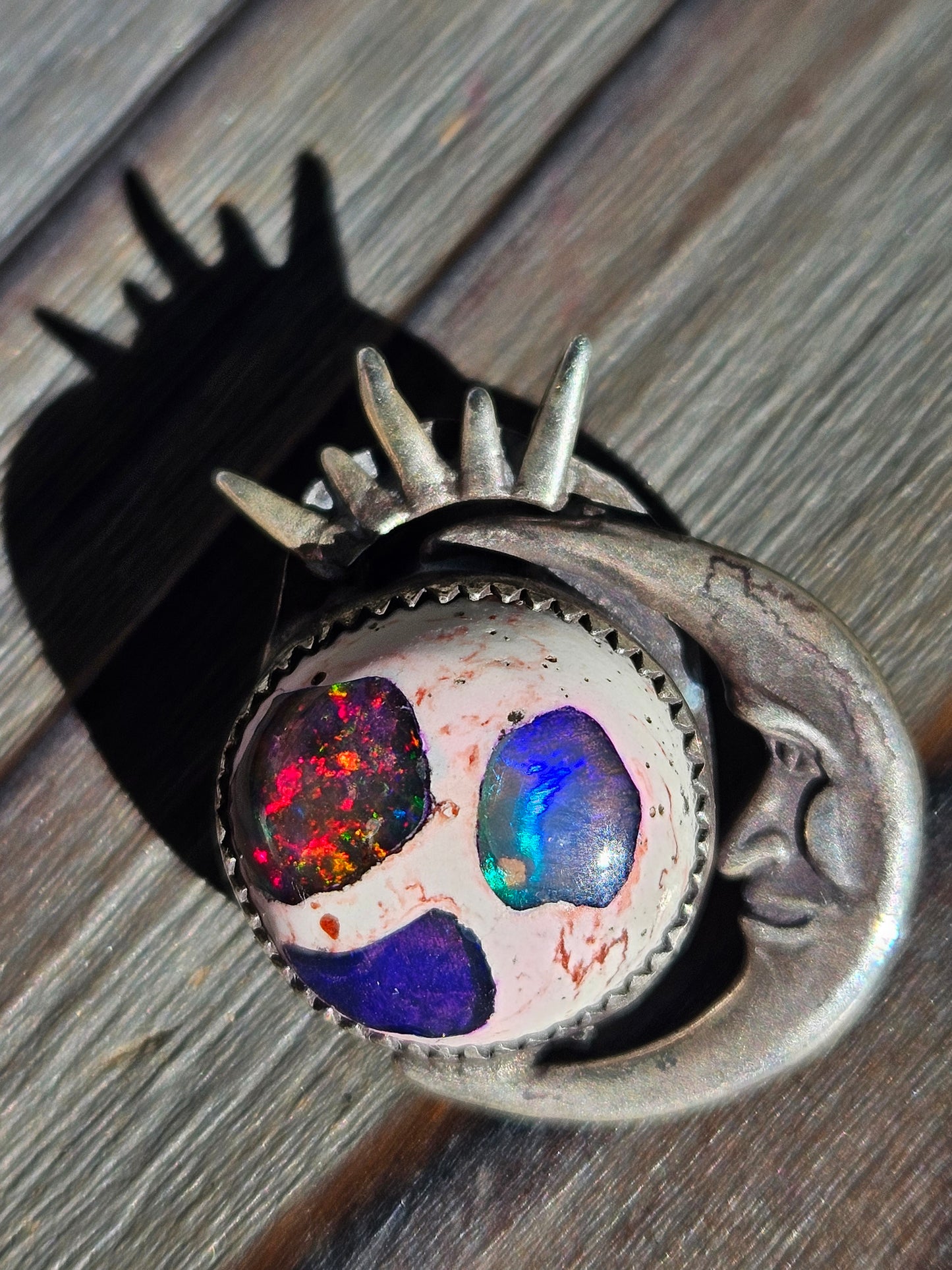 "Celeste" Sun and Moon Mexican Galaxy Opal Pendant