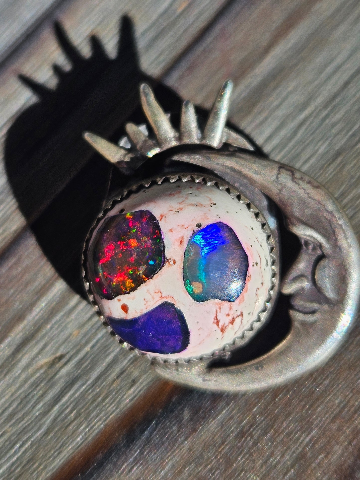 "Celeste" Sun and Moon Mexican Galaxy Opal Pendant
