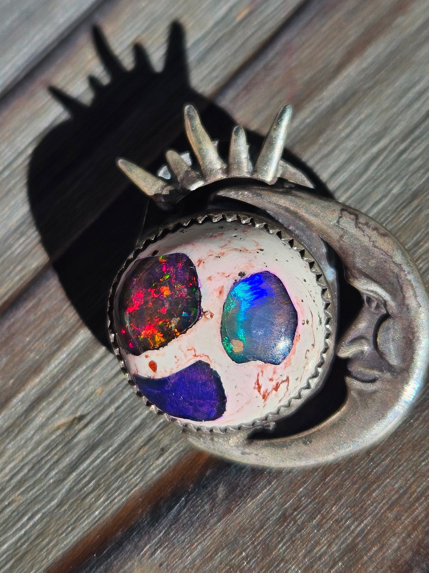"Celeste" Sun and Moon Mexican Galaxy Opal Pendant