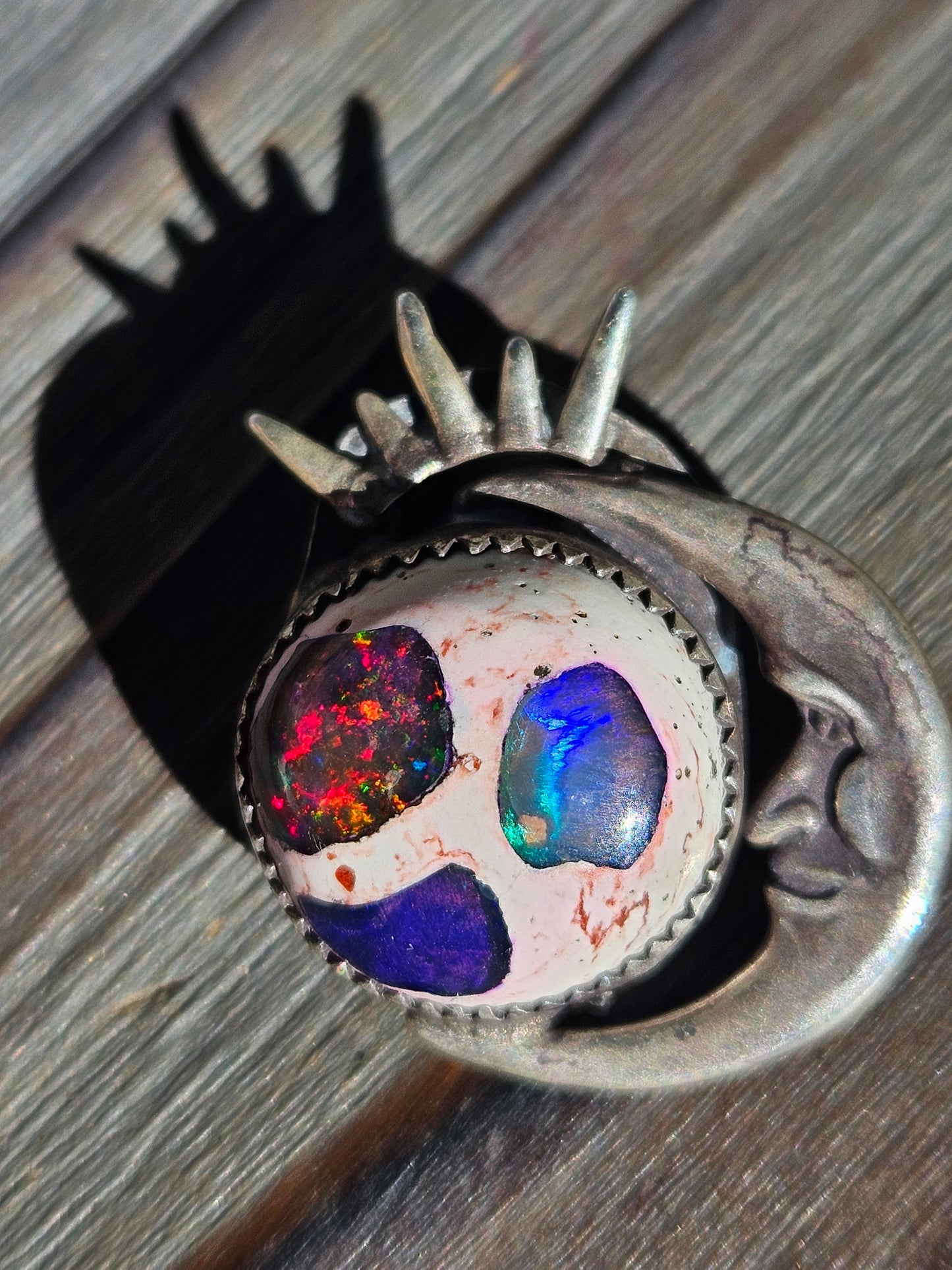 "Celeste" Sun and Moon Mexican Galaxy Opal Pendant