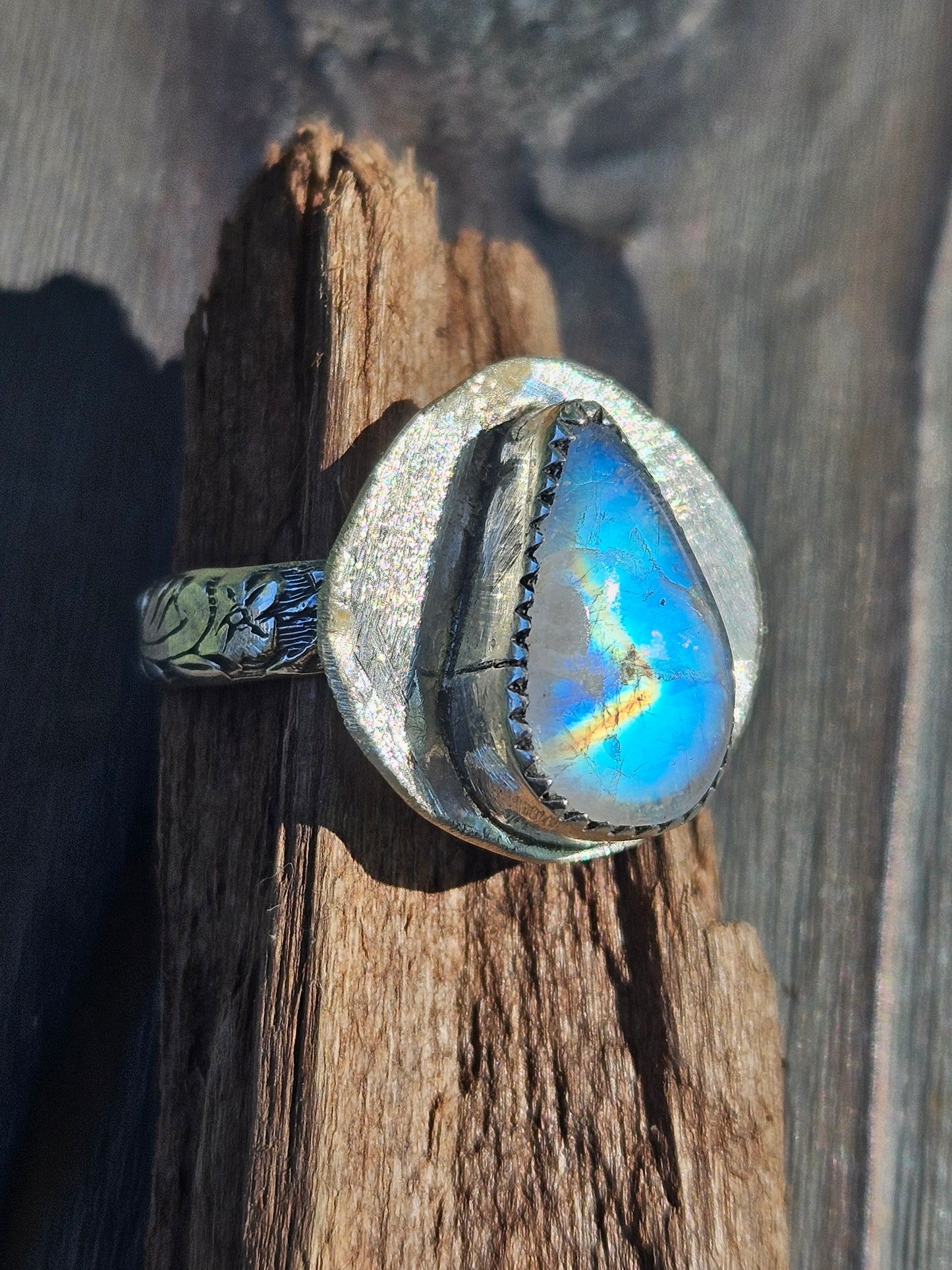 "Compass" Moonstone Ring, Size 8