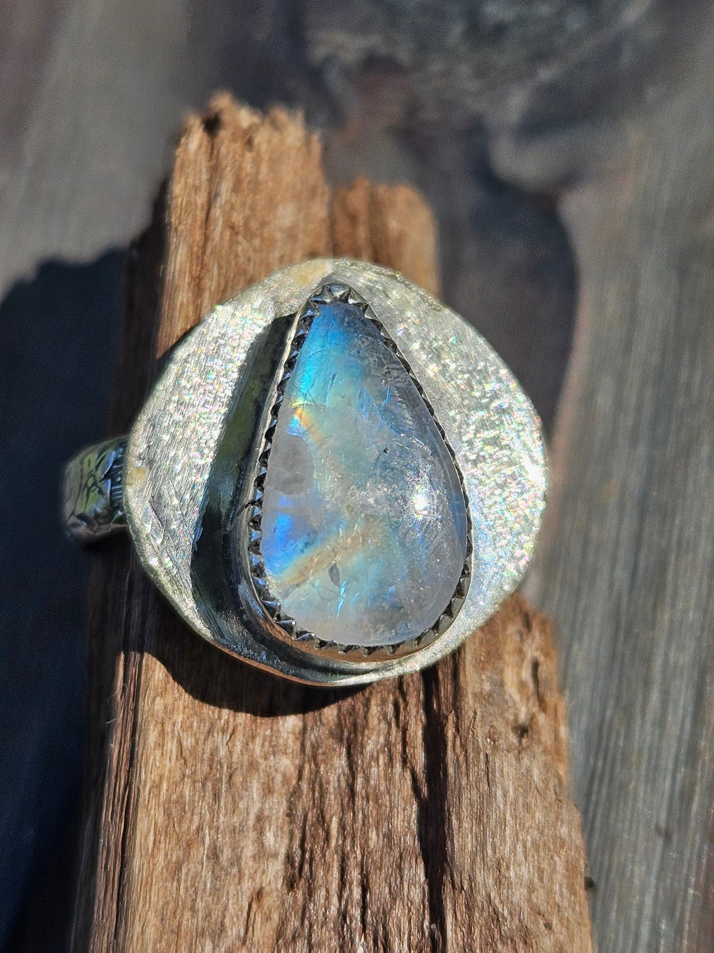 "Compass" Moonstone Ring, Size 8