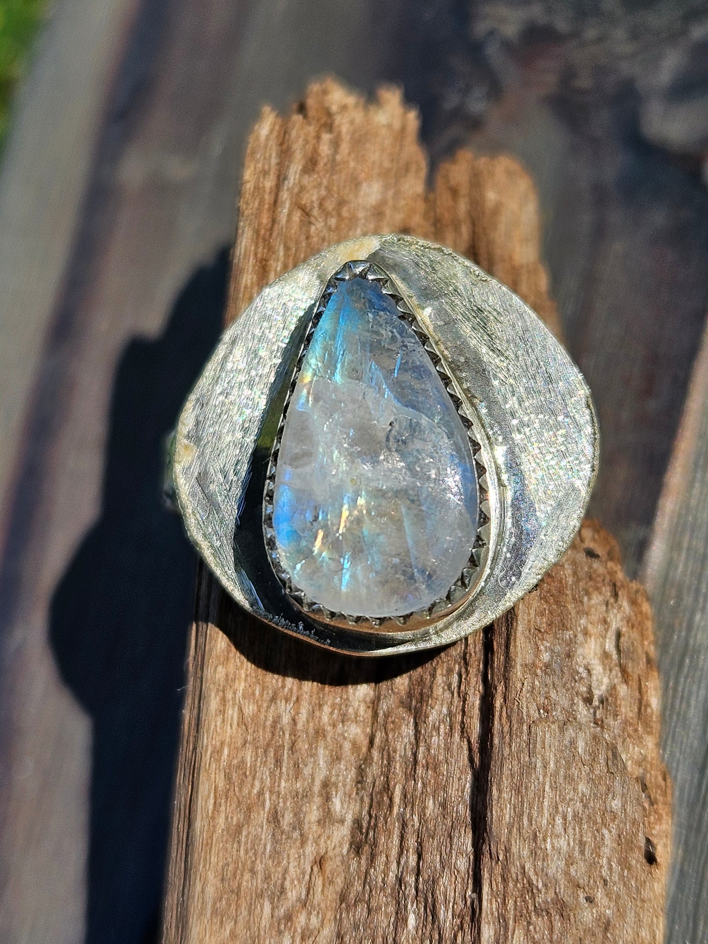 "Compass" Moonstone Ring, Size 8