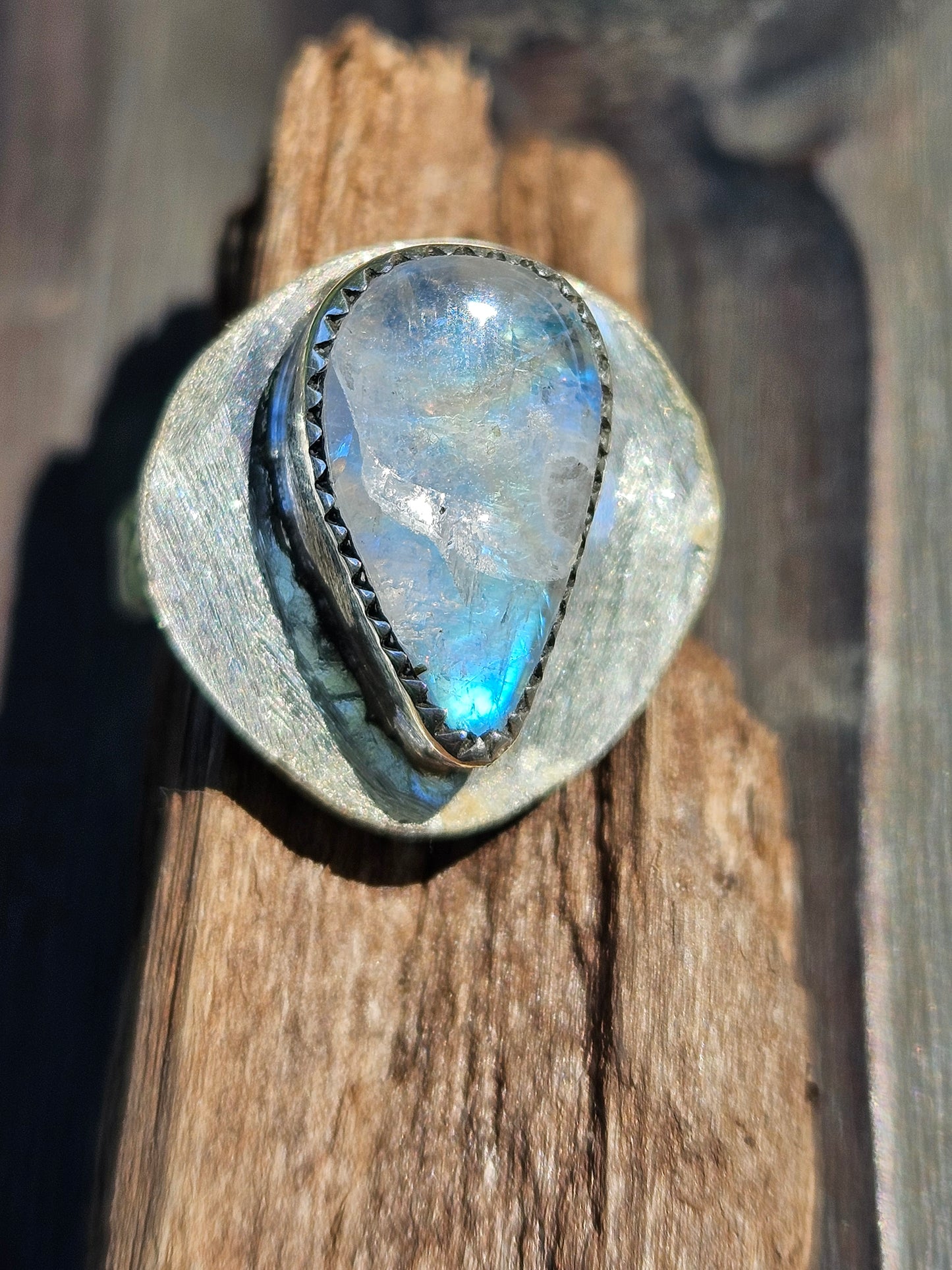 "Compass" Moonstone Ring, Size 8