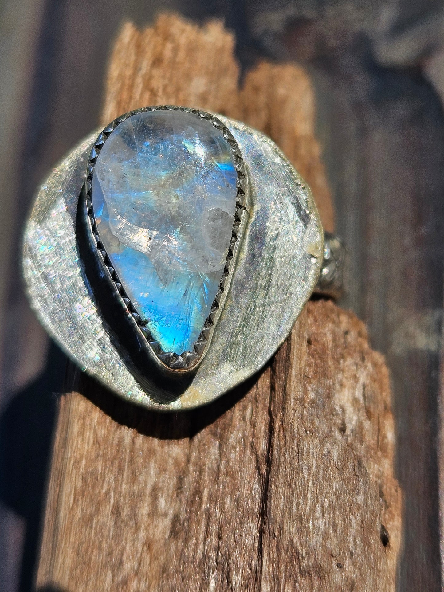 "Compass" Moonstone Ring, Size 8