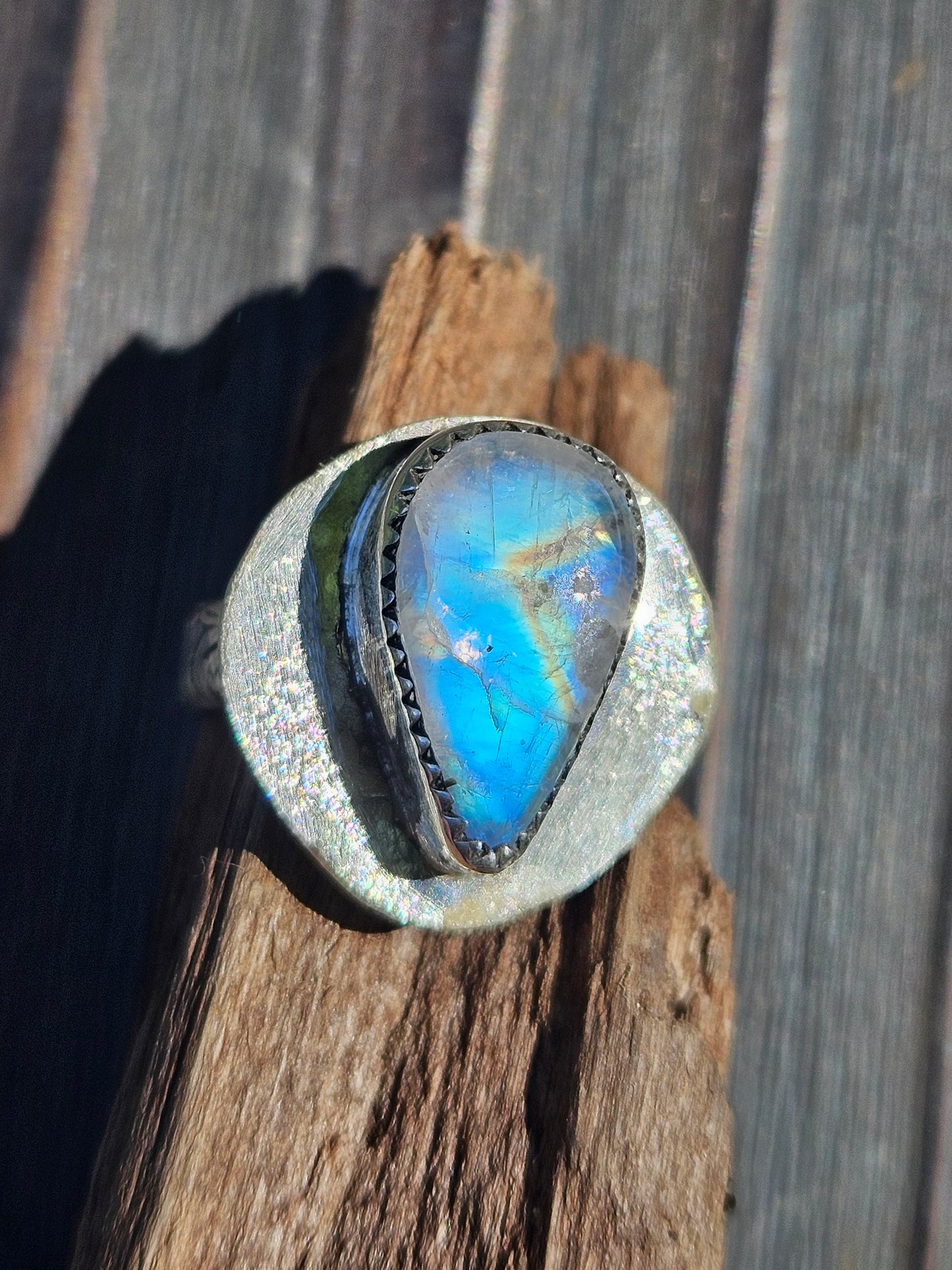 "Compass" Moonstone Ring, Size 8