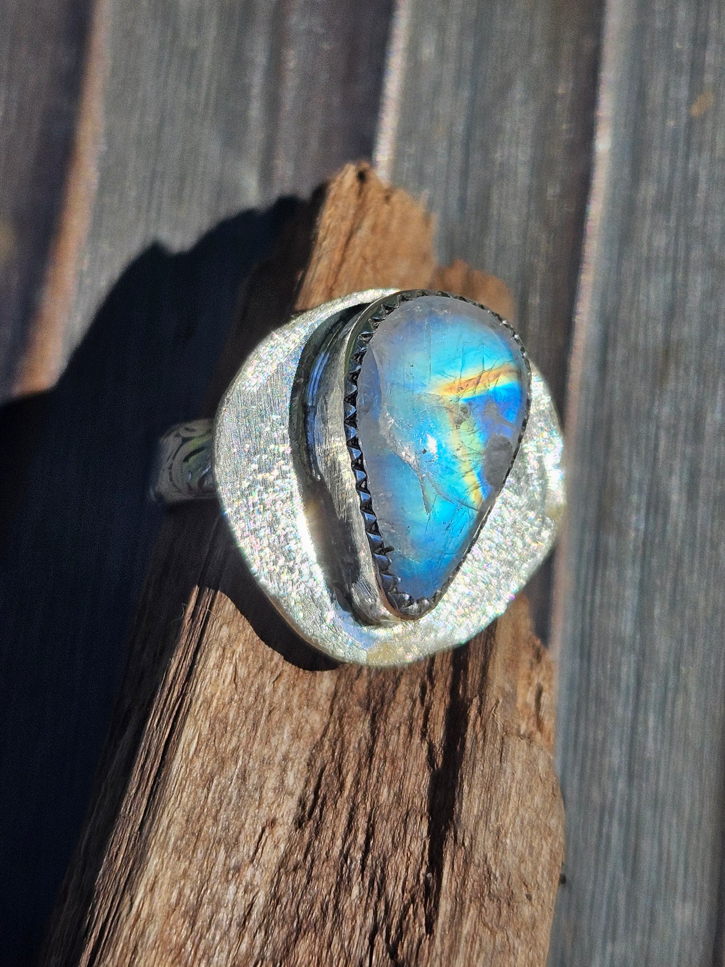 "Compass" Moonstone Ring, Size 8