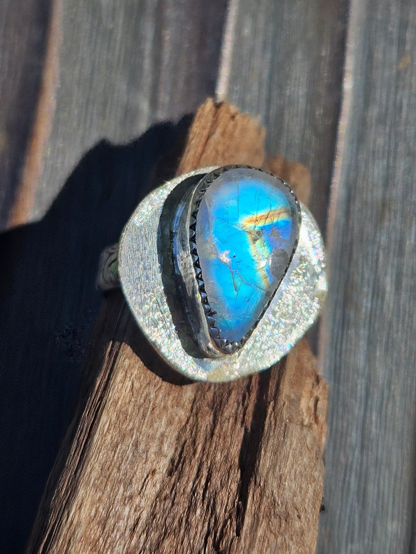"Compass" Moonstone Ring, Size 8