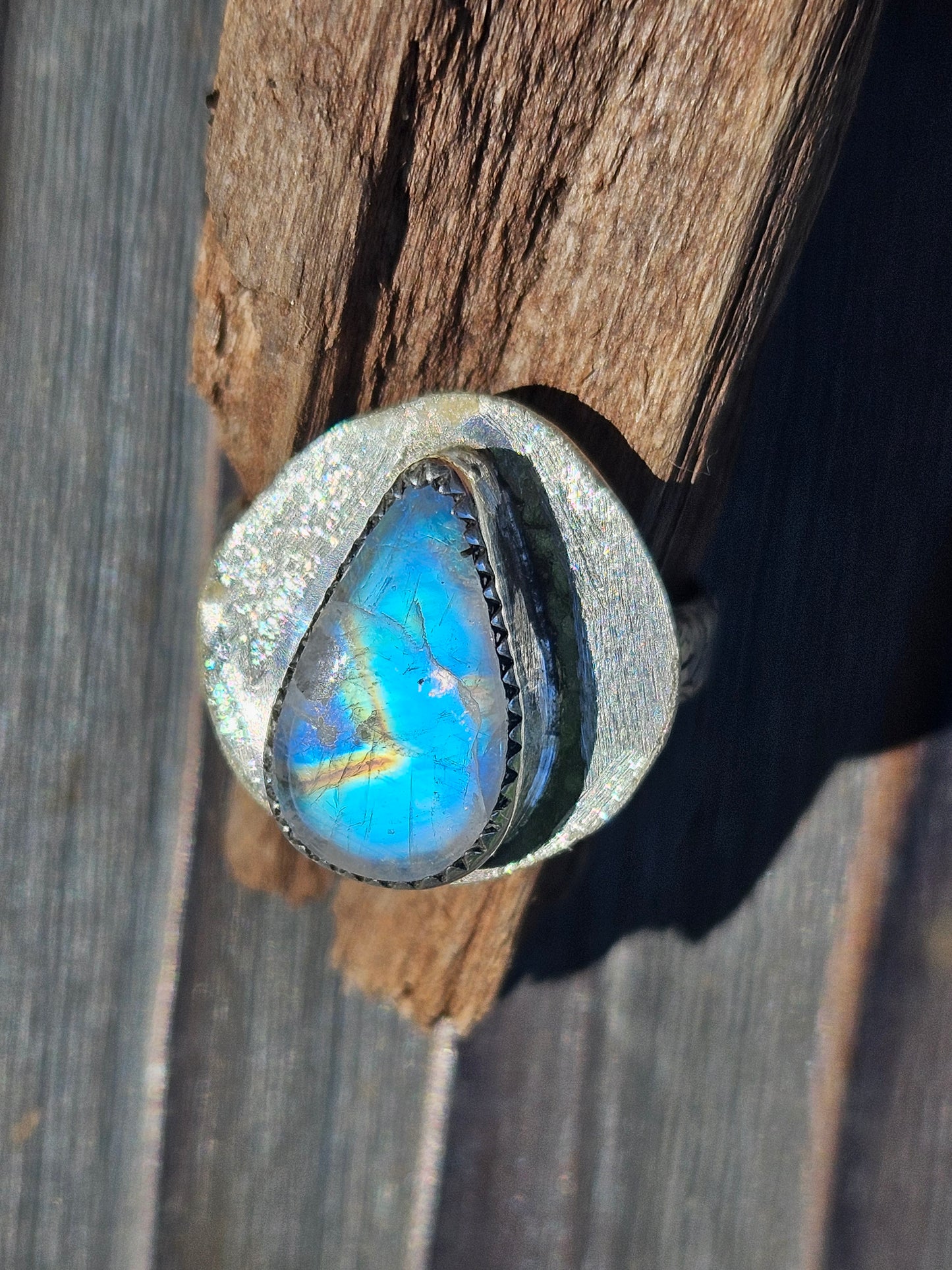 "Compass" Moonstone Ring, Size 8