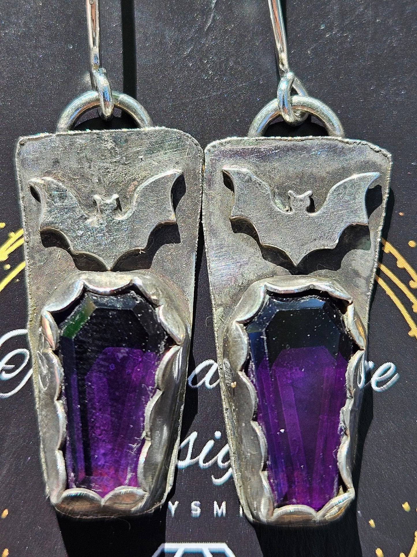 Amethyst Bat Earrings