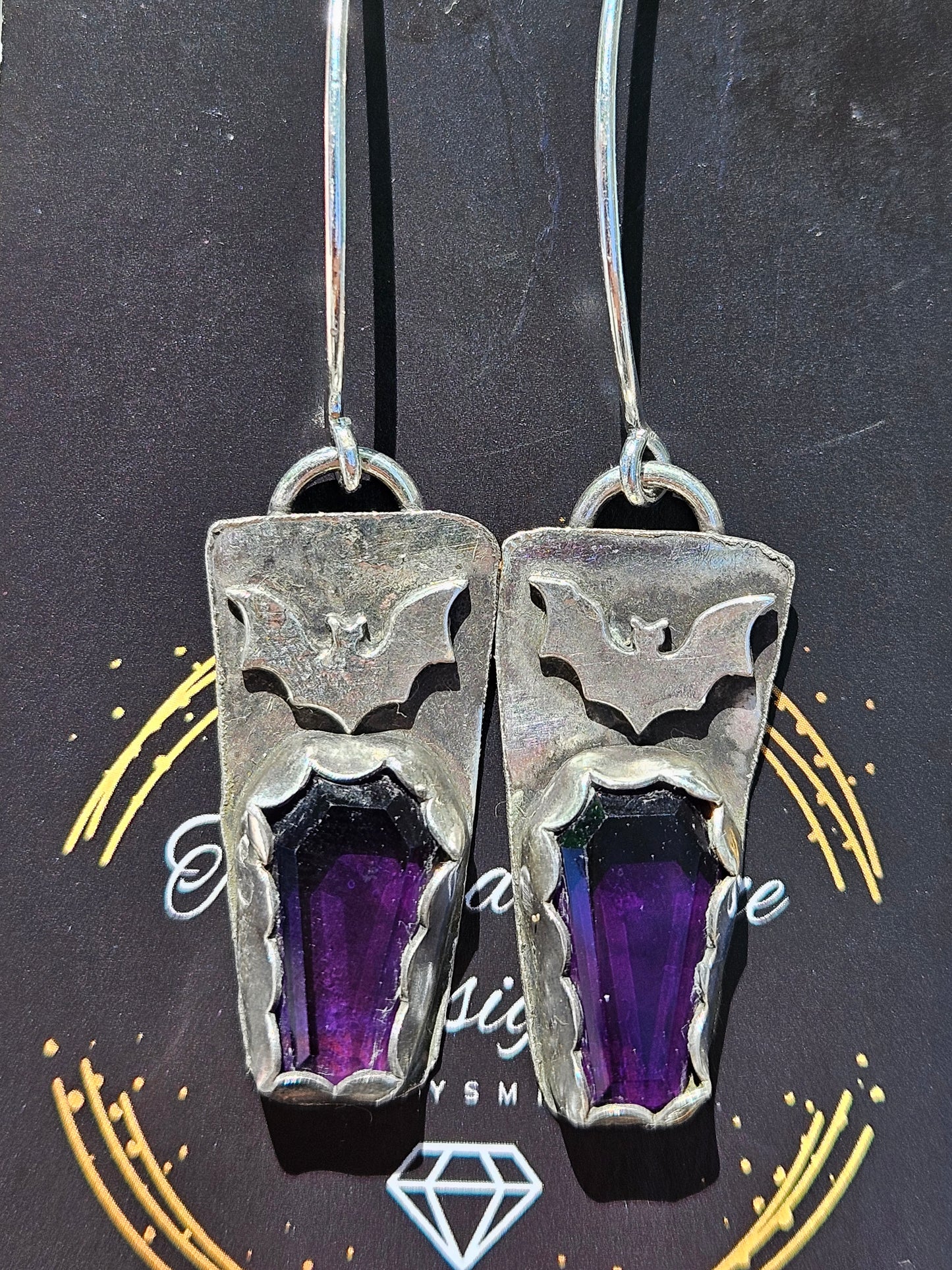 Amethyst Bat Earrings