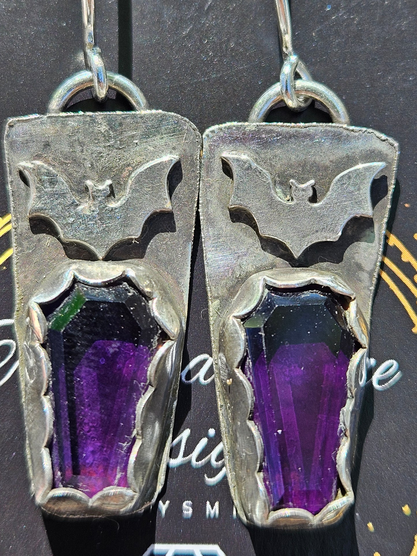 Amethyst Bat Earrings