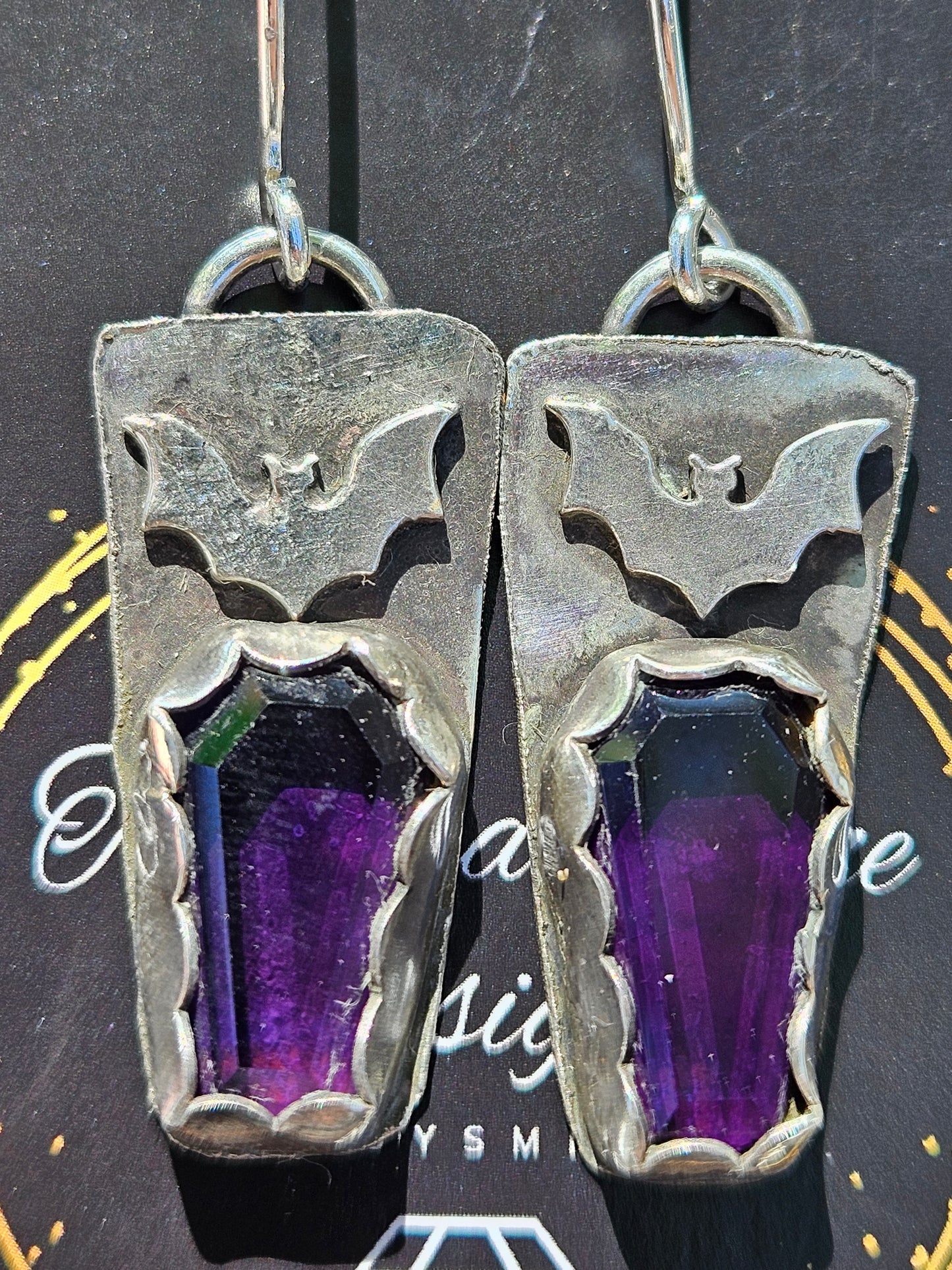 Amethyst Bat Earrings