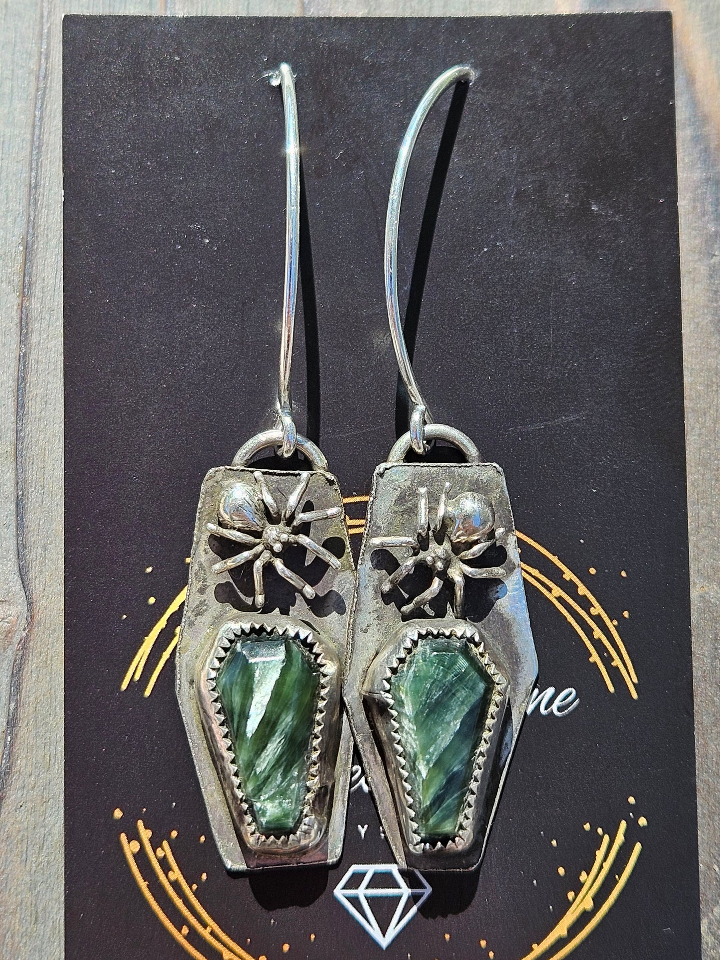 "Spider Web" Seraphinite Coffin Earrings