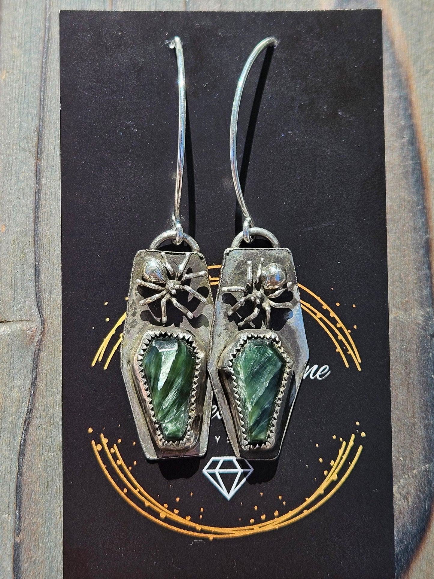 "Spider Web" Seraphinite Coffin Earrings