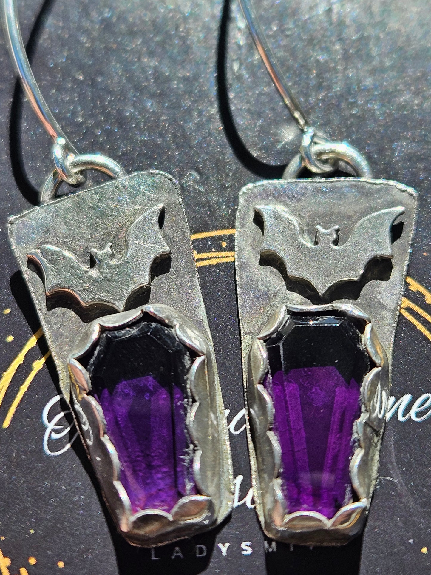 Amethyst Bat Earrings