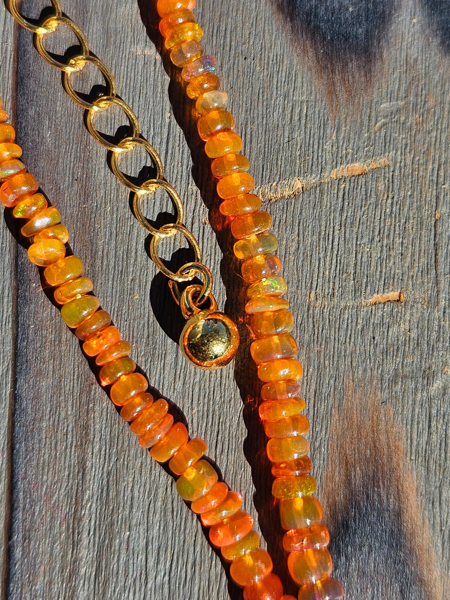 Orange Ethiopian Opal with 14kt Gold Findings